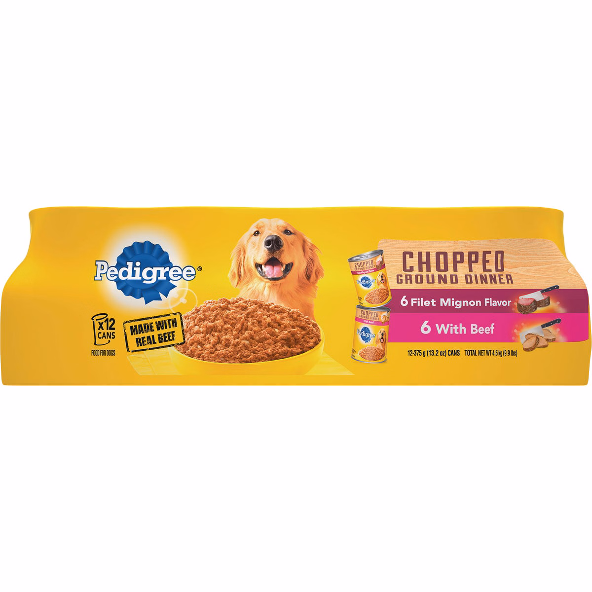 Pedigree Traditional Chopped Ground Dinner Filet Mignon/Beef Variety Wet Dog Food (12-Pack)