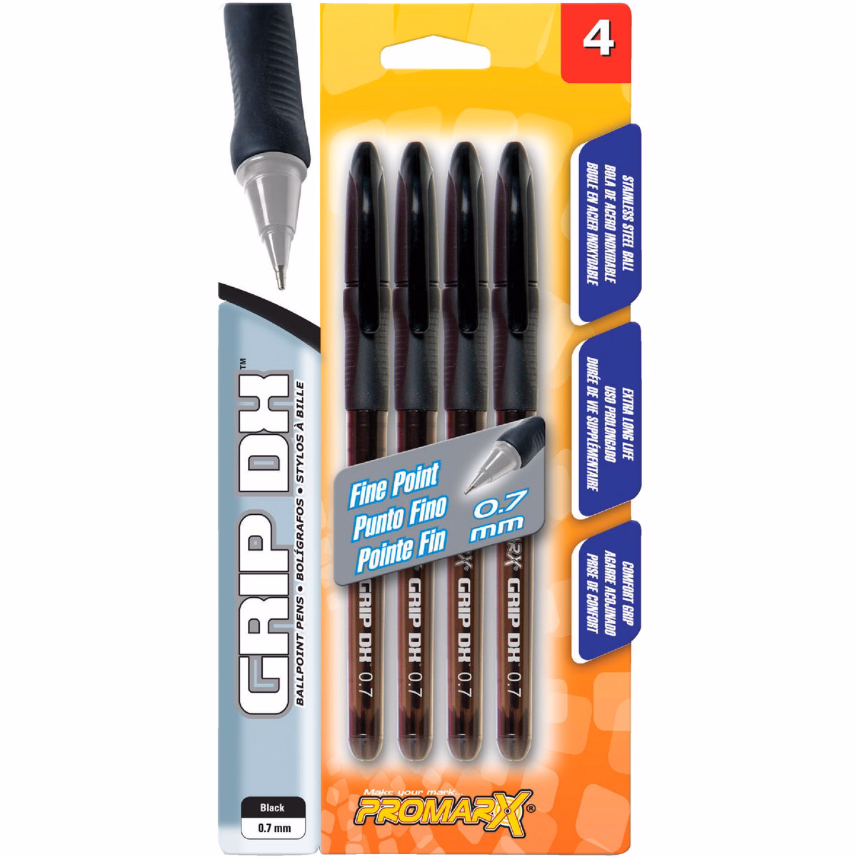 ProMarx Grip DX Fine Point Black Ballpoint Pen (4-Pack)