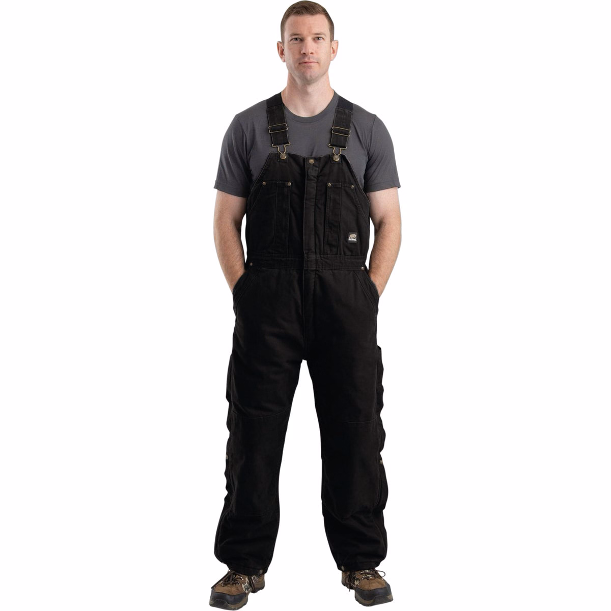 Berne Men's XL Black Heartland Insulated Washed Duck Bib Overalls