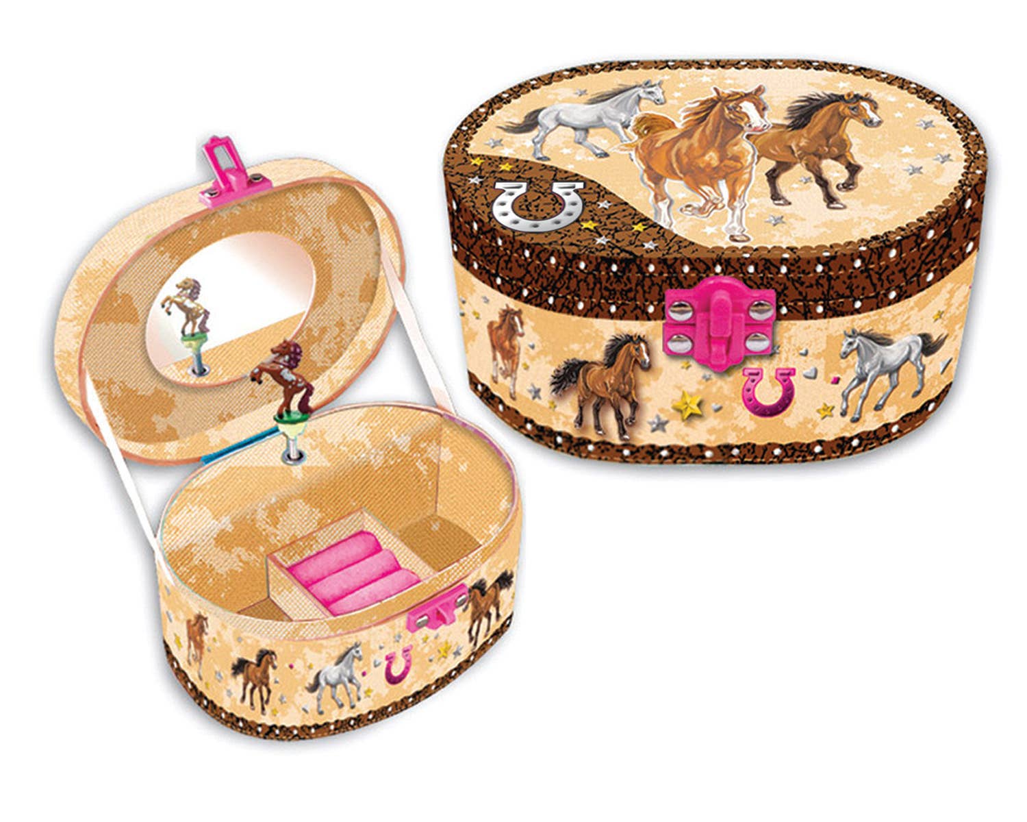 Hot Focus, Inc. – Oval Shaped Musical Jewelry Box, Dashing Horse