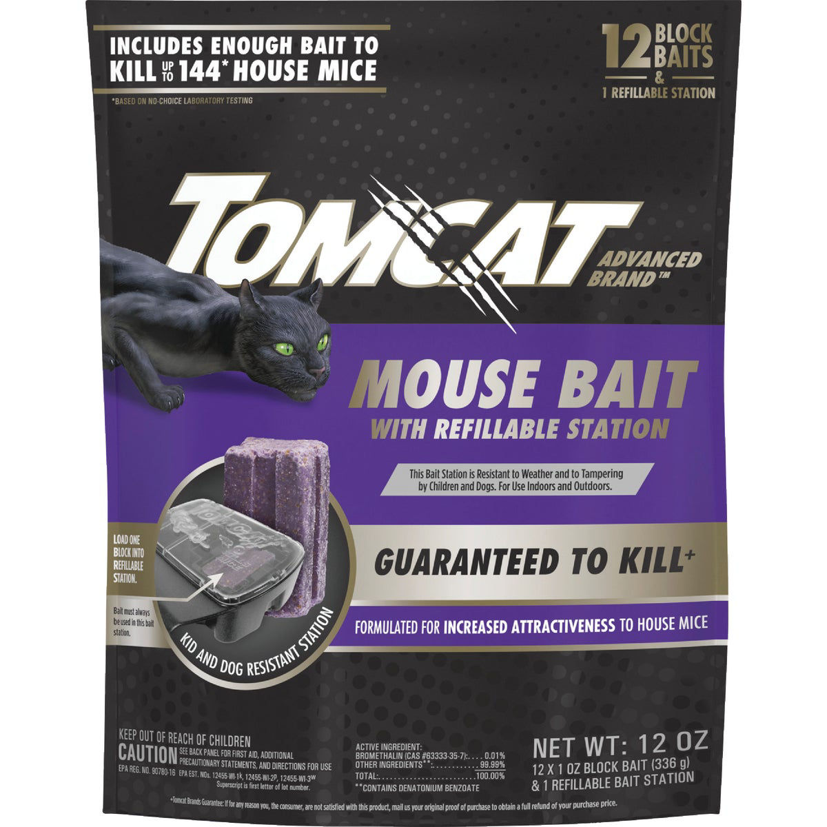 Tomcat Advanced Formula Refillable Mouse Bait Station – 12 Blocks Baits & 1 Refillable Station