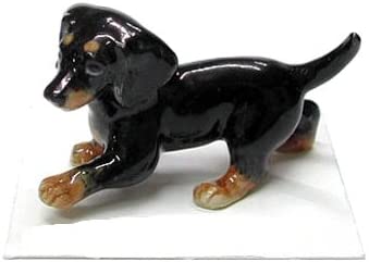 DACHSHUND Black & Tan Puppy Dog “Caboose” New Figurine MINIATURE Porcelain LITTLE CRITTERZ LC808