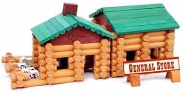 Timbers 170 Piece Wooden Log Cabin Building Kit with 3 Wood Animals