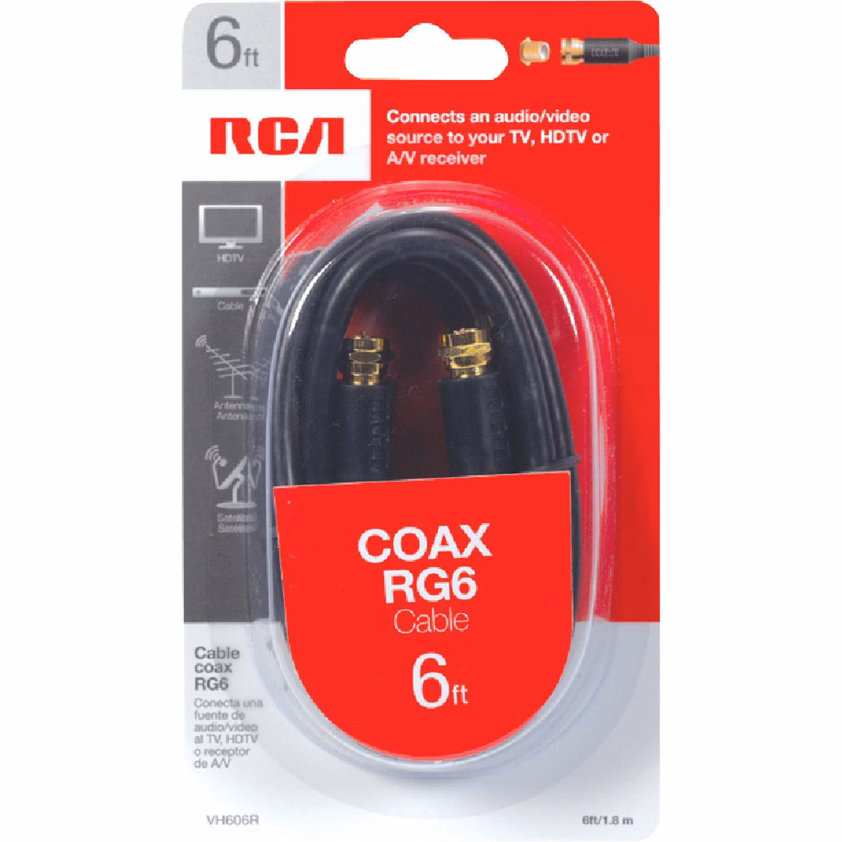 RCA 6 Ft. Black Digital RG6 Coaxial Cable