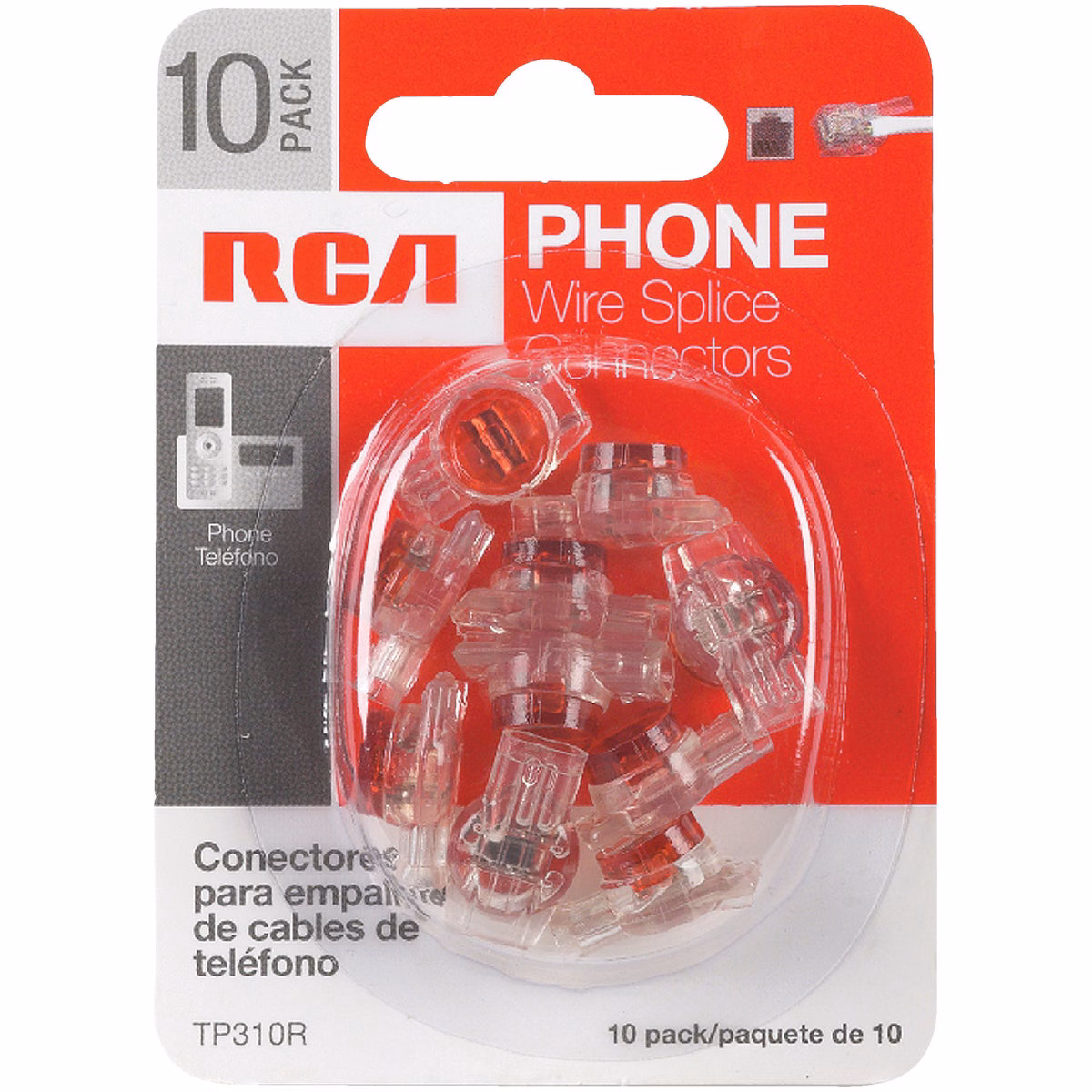 RCA Red Wire Splice Connector Phone Cord Coupler (10-Pack)