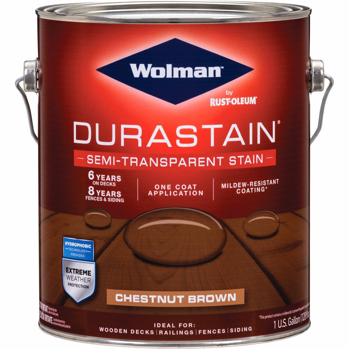 Wolman DuraStain One Coat Semi-Transparent Wood Exterior Stain, Chestnut Brown 1 Gal.