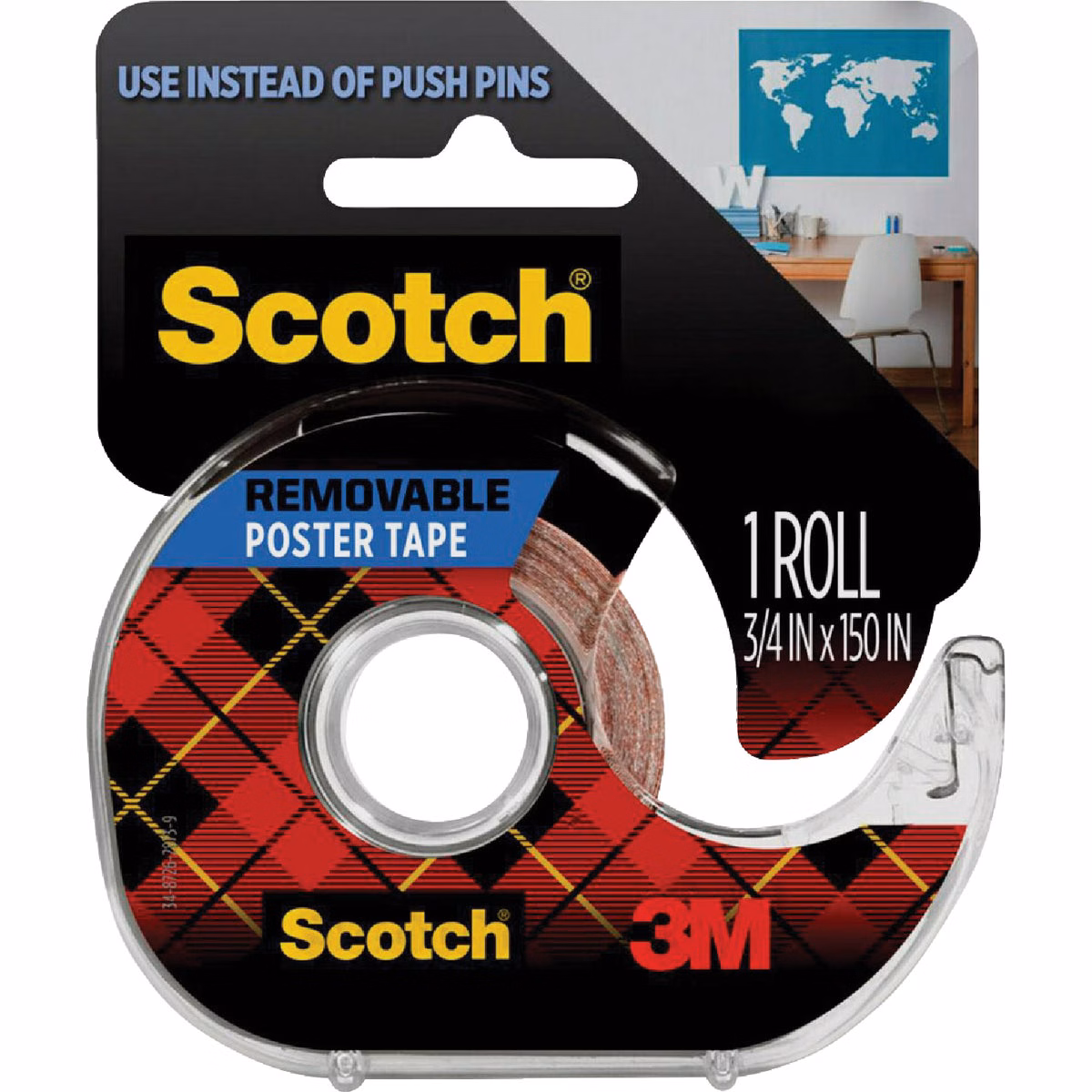 Scotch 3/4 In. W. x 150 In. L. Clear Removable Double-Sided Poster Mounting Tape