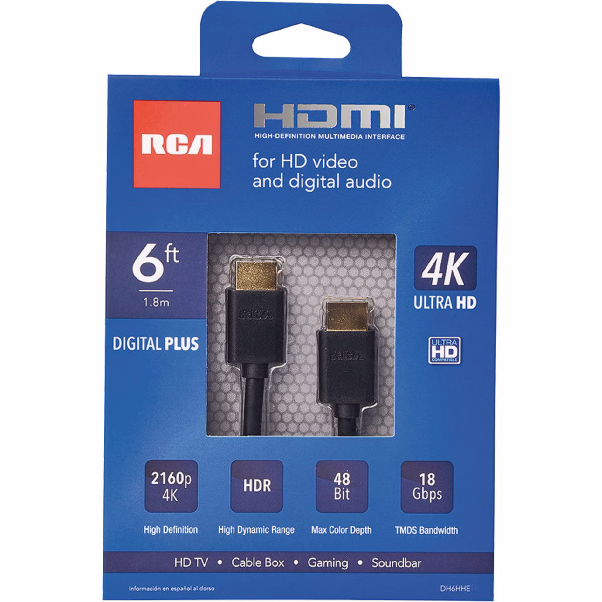 RCA 6 Ft. Black 4K Ultra HD Digital Plus HDMI Cable