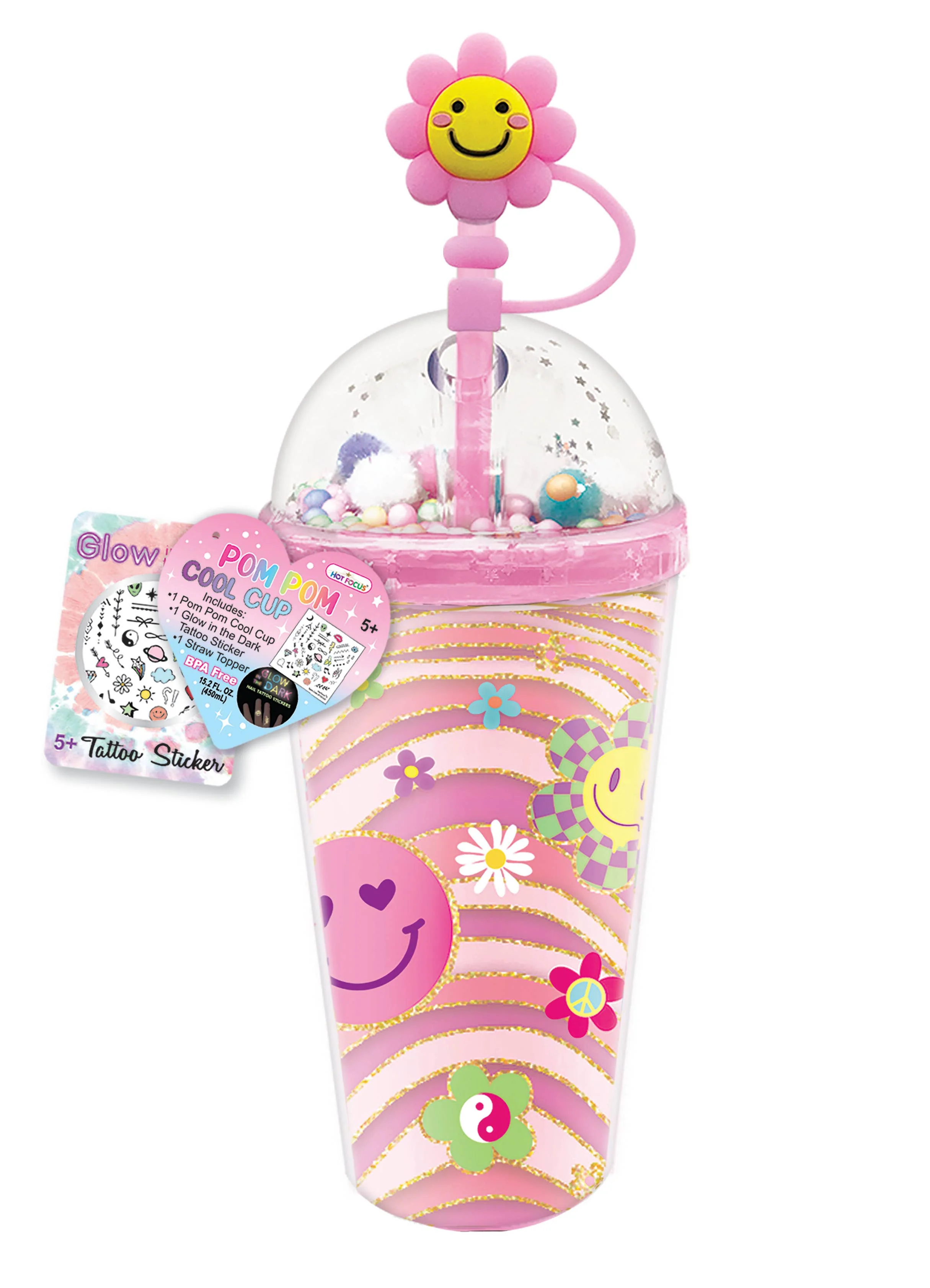 Hot Focus, Inc. – Pom Pom Cool Cup, Groovy Flower