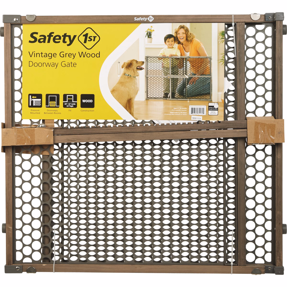 Safety 1st 24 In. H. Vintage Gray Wood Doorway Safety Gate