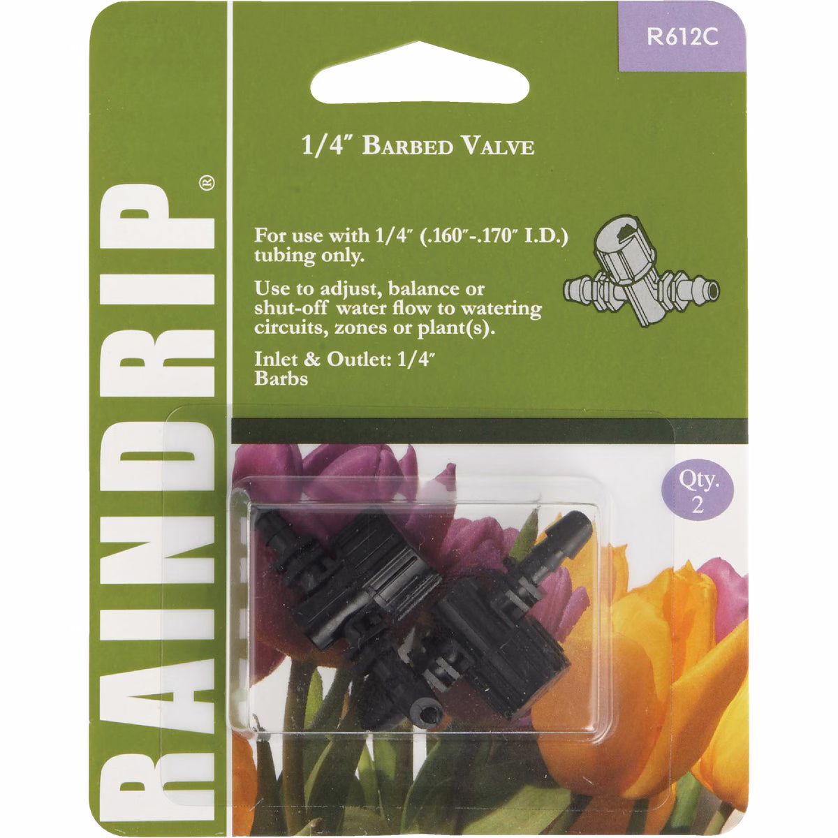 Raindrip 1/4 In. Double-Barbed In-Line Valve (2-Pack)