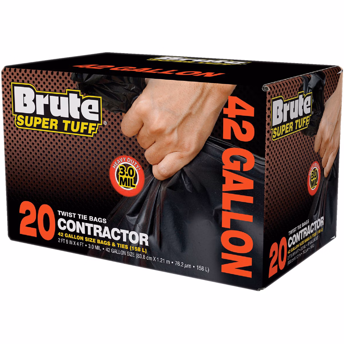Brute Super Tuff 42 Gal. Contractor Black Trash Bag (15-Count)