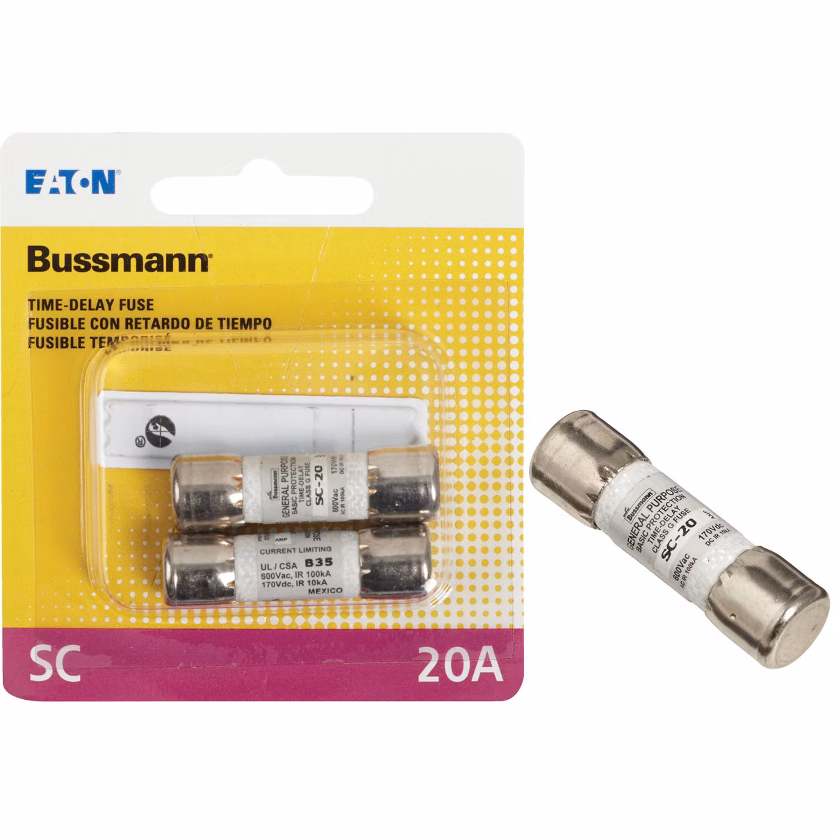 Bussmann 20A Midget Cartridge Time Delay Cartridge Fuse (2-Pack)