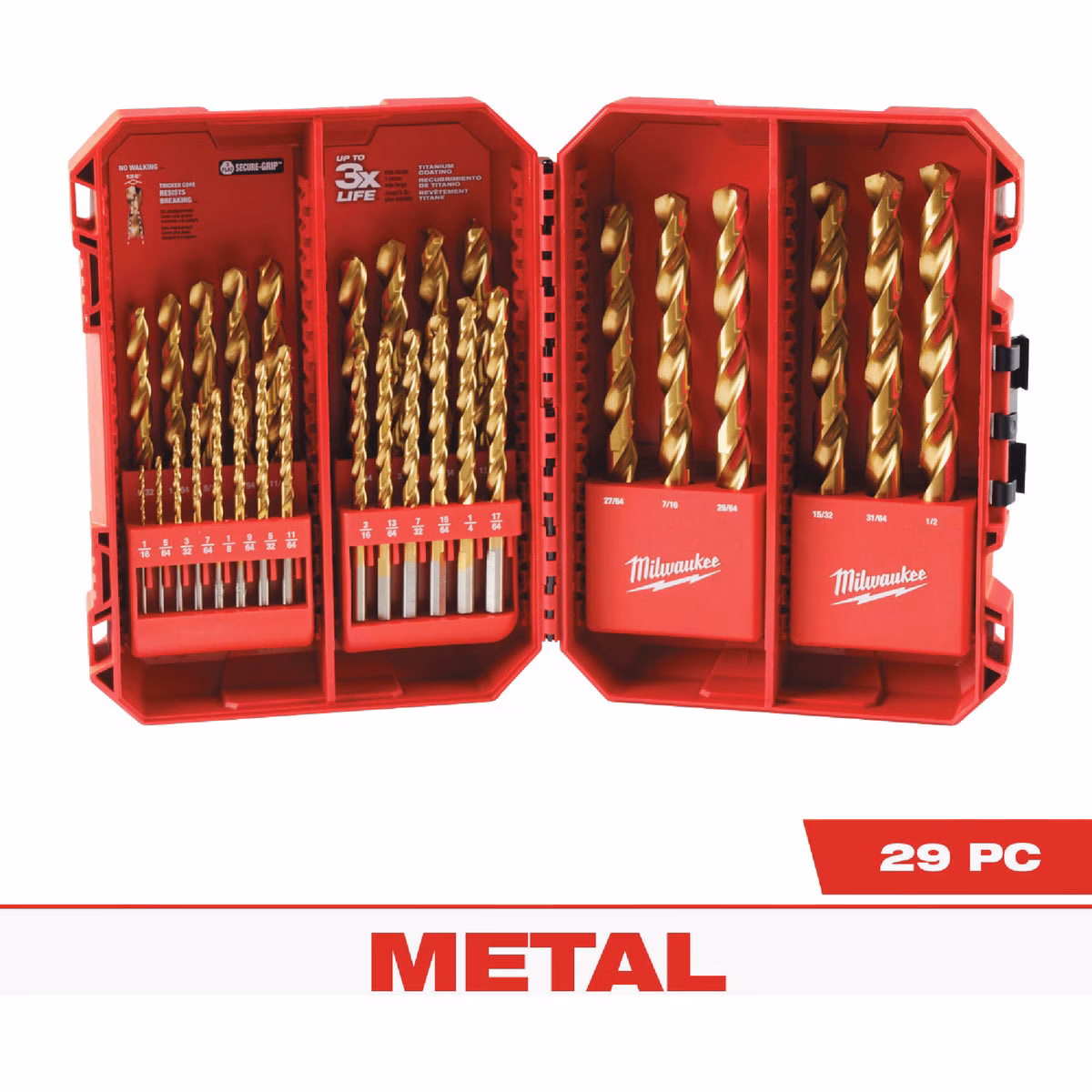 Milwaukee THUNDERBOLT 29-Piece Titanium Drill Bit Set, 1/16 In. thru 1/2 In.