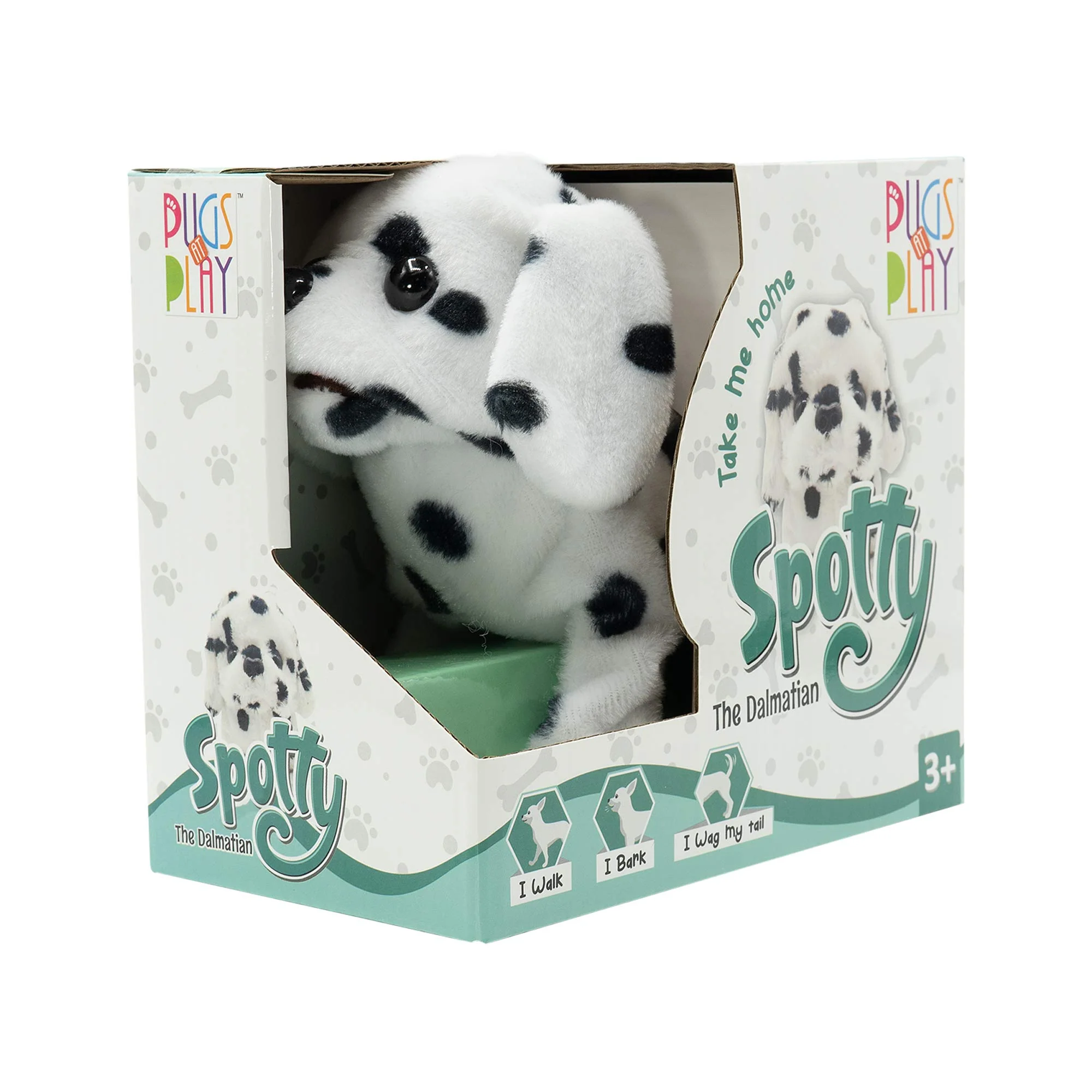Pugs At Play Spotty Walking, Barking, and Wagging Tail Battery Operated Dog