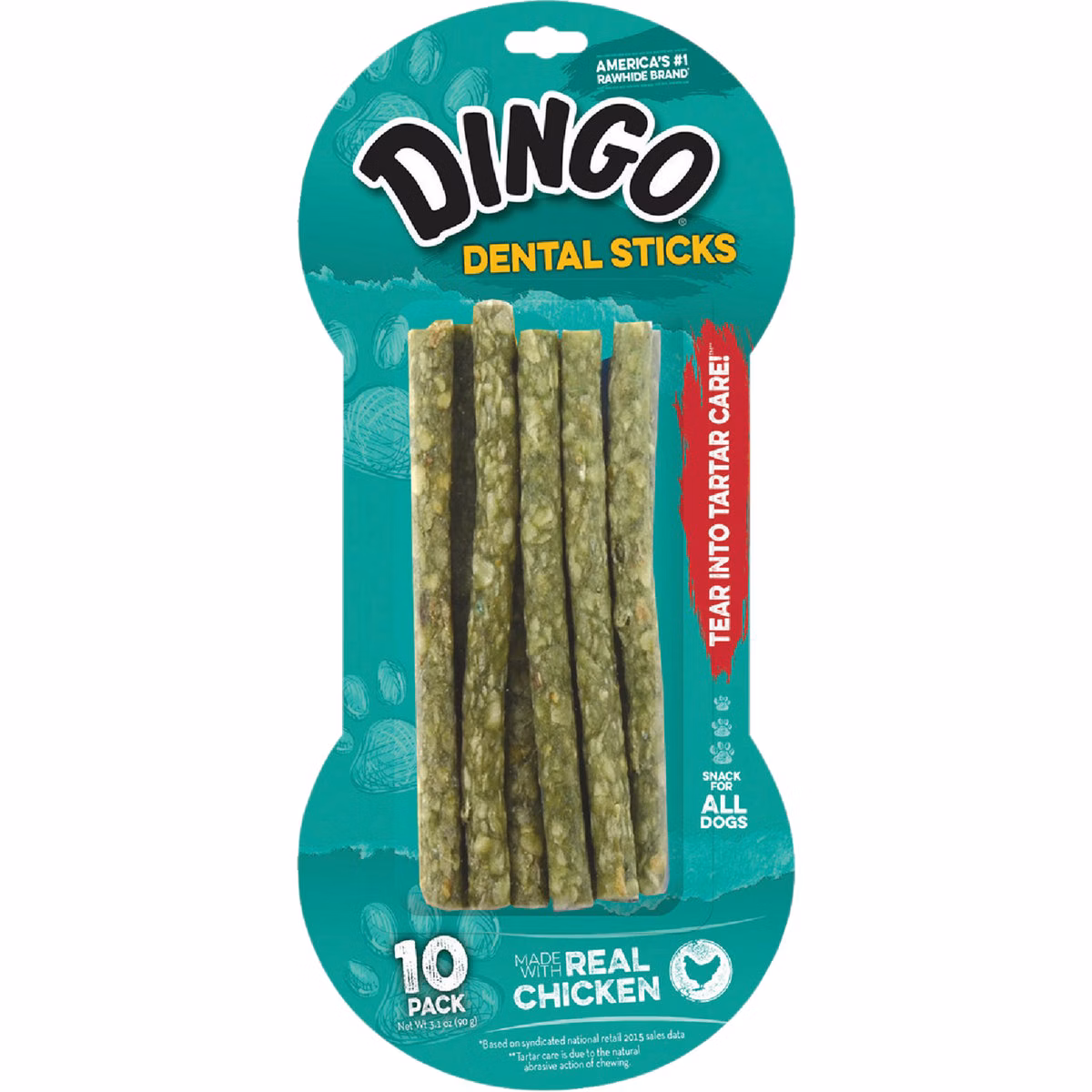 Dingo Munchy Stix Chicken Stick 5 In. Dental Rawhide Chew, (10-Pack)