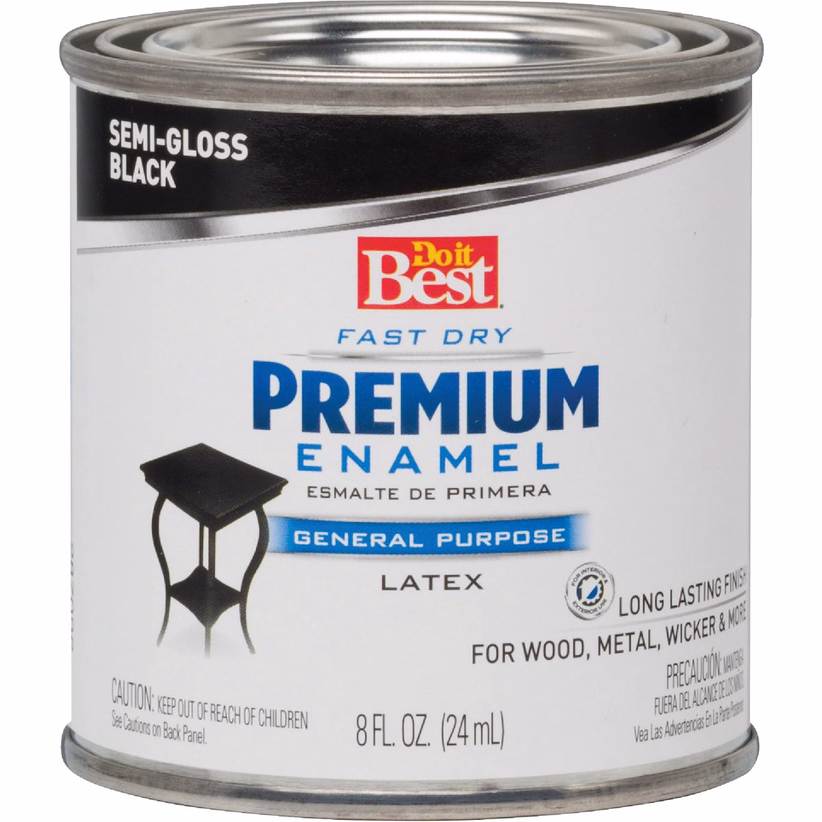 Do it Best Fast Dry Acrylic Latex Semi-Gloss Premium Enamel, Black, 1/2 Pt.