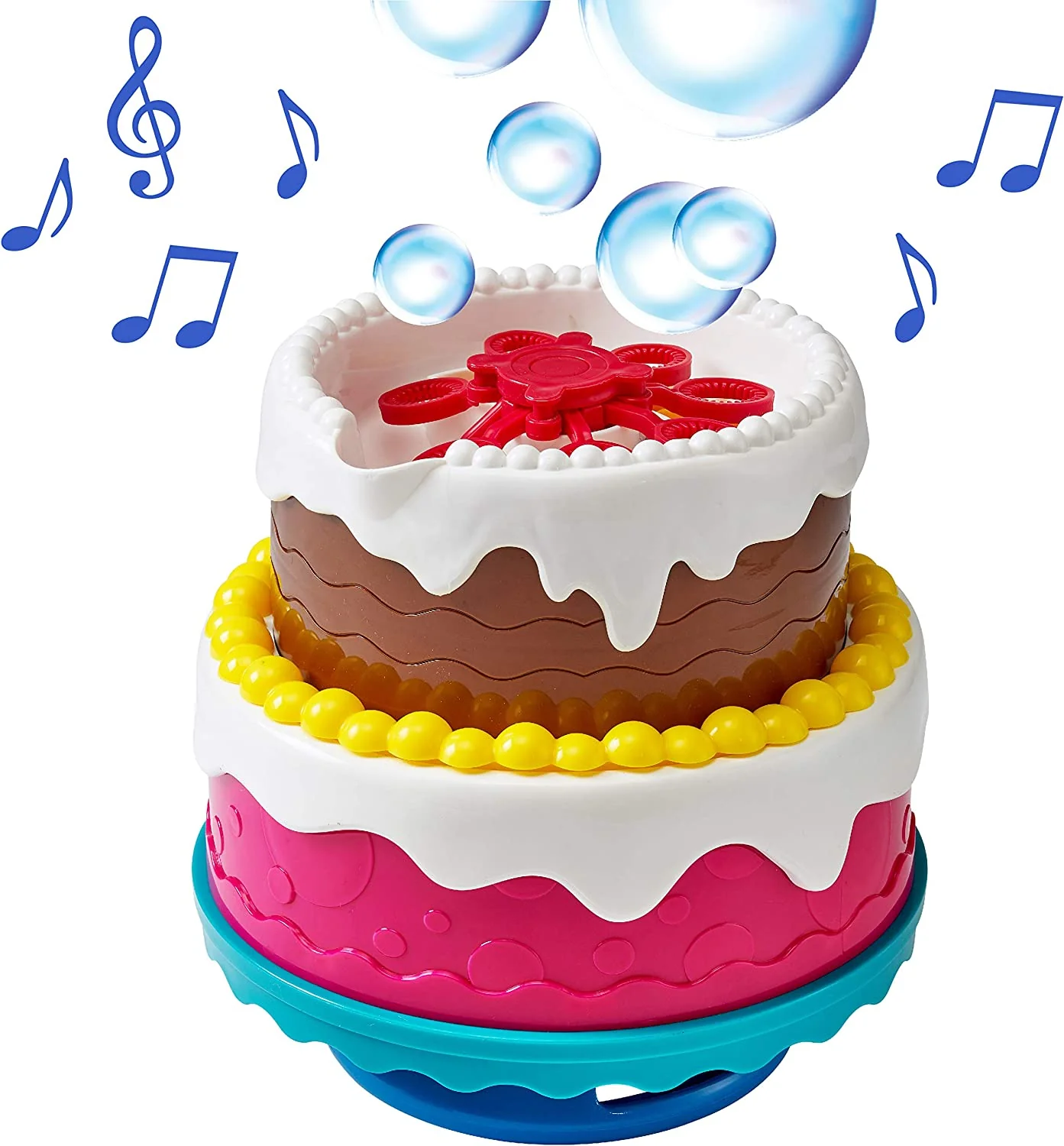 Little Kids Fubbles Bubble Machine Birthday Cake with Lights and Happy Birthday Song, Includes Bubble Solution