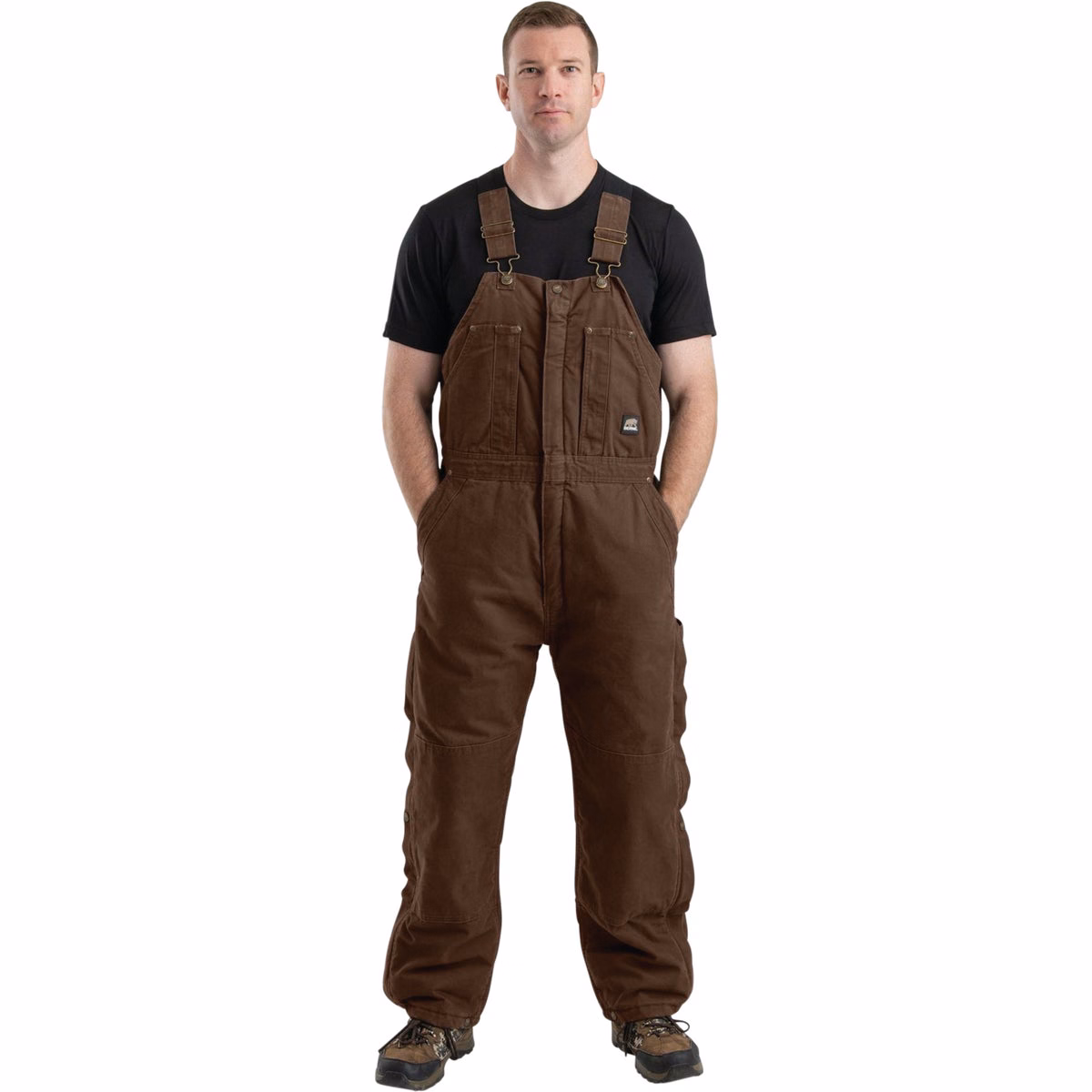 Berne Men's Large Bark Heartland Insulated Washed Duck Bib Overalls