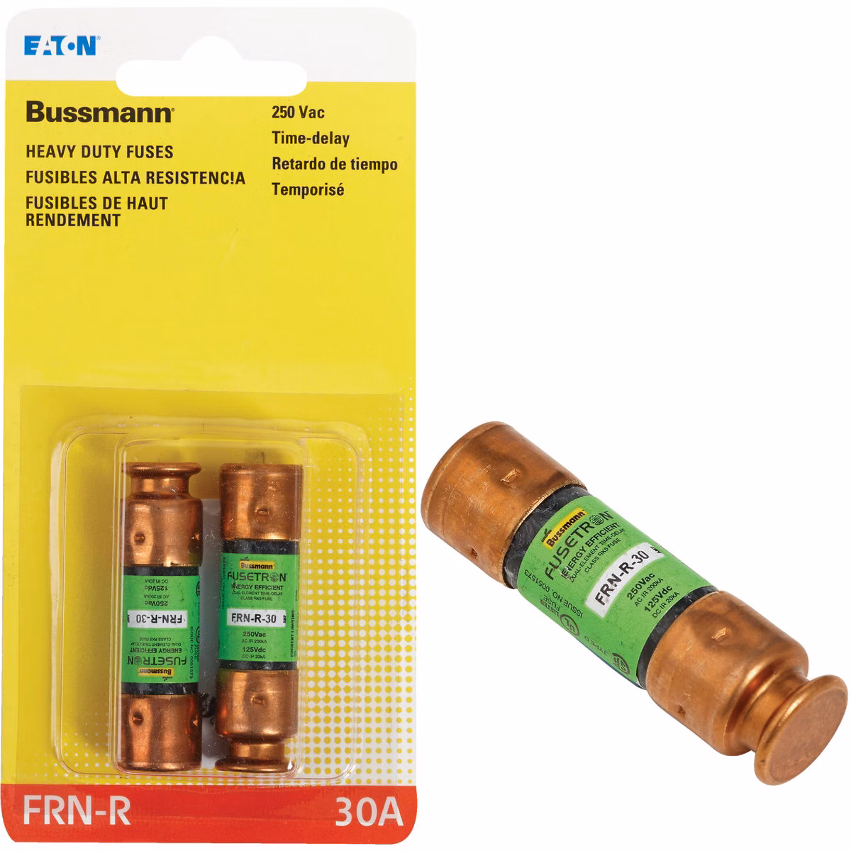 Bussmann 30A FRN-R Cartridge Heavy-Duty Time Delay Cartridge Fuse (2-Pack)