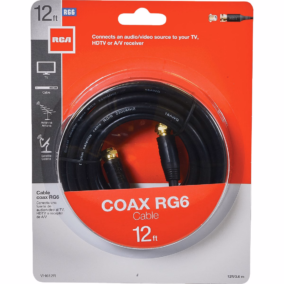 RCA 12 Ft. Black Digital RG6 Coaxial Cable