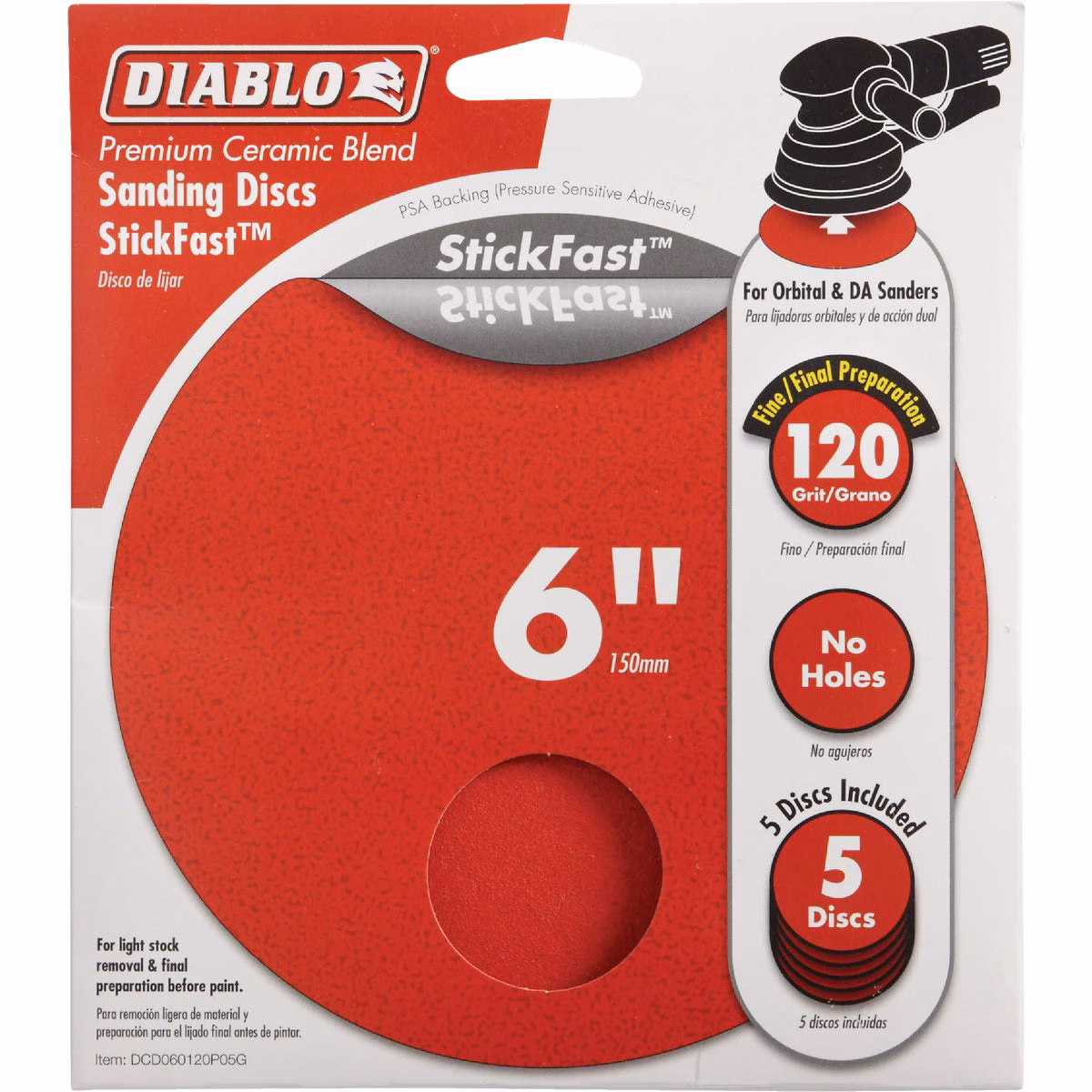 Diablo StickFast 6 In. 120 Grit Sanding Disc (5-Pack)