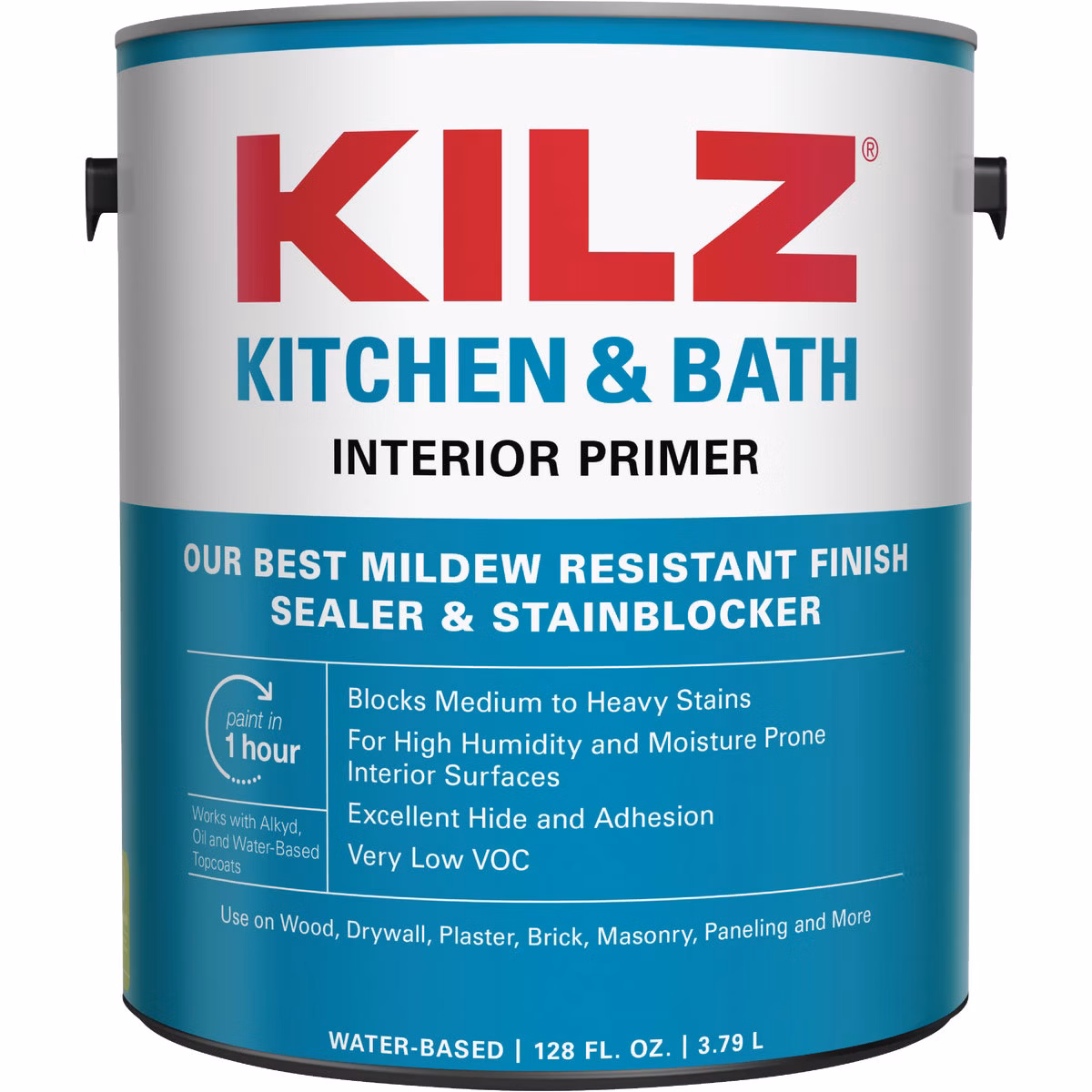 Kilz Kitchen & Bath Water-Based Low VOC Interior Primer Sealer Stainblocker, White, 1 Gal.