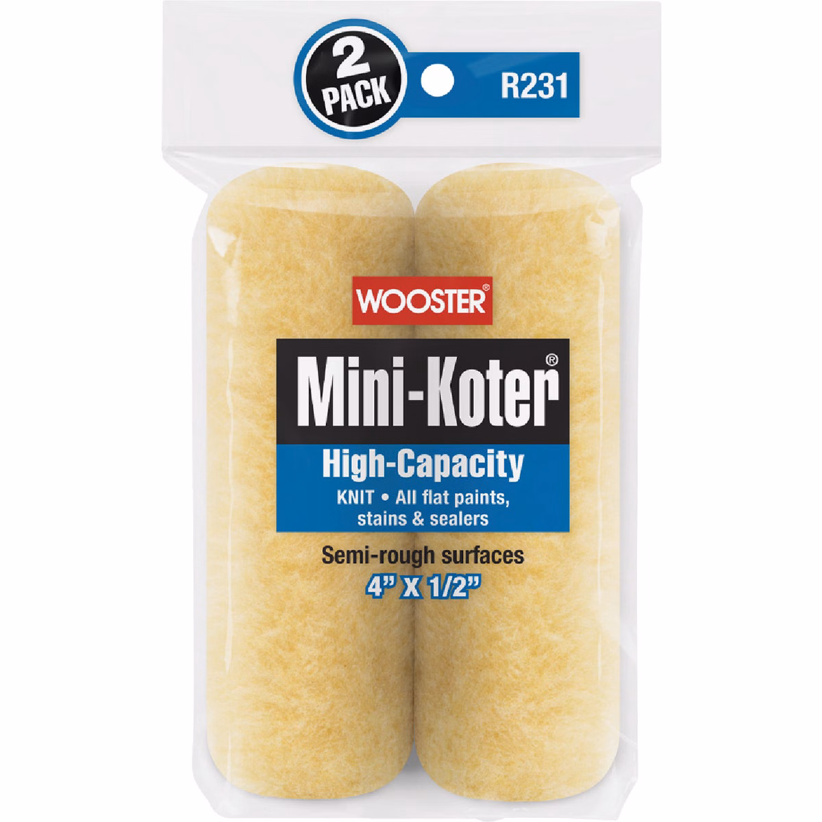 Wooster Mini-Koter 4 In. x 1/2 In. Knit Roller Cover (2-Pack)