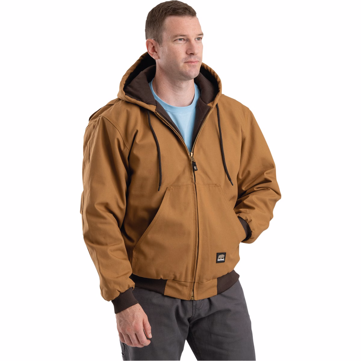 Berne Heritage Men's XL Brown Duck Hooded Active Work Jacket