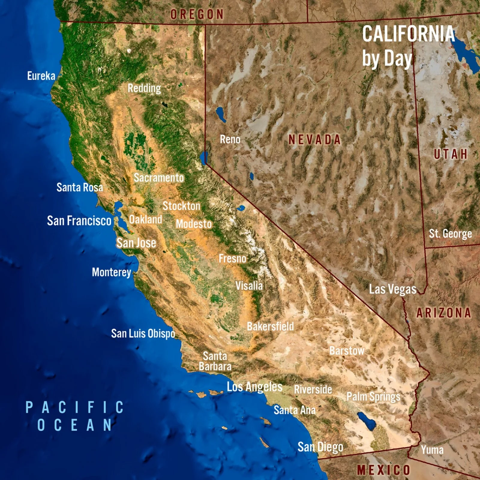 Authentic Cards California Map Day/Night Maxi