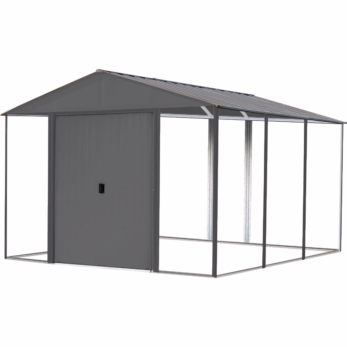 Arrow Ironwood 10 Ft. x 12 Ft. Galvanized Steel Hybrid Shed Kit, Anthracite