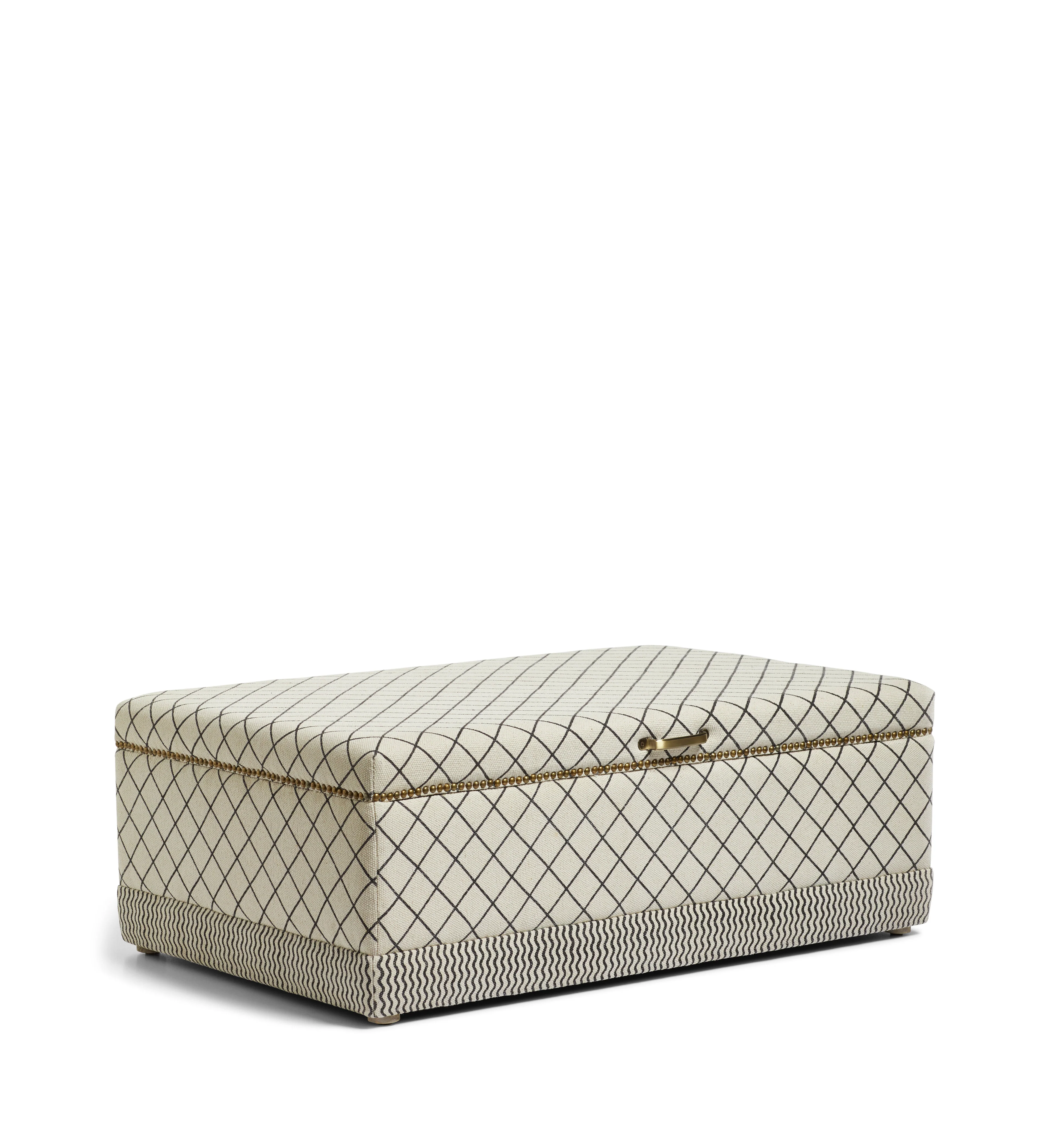 Agnes Upholstered Cotton Storage Ottoman – Monochrome