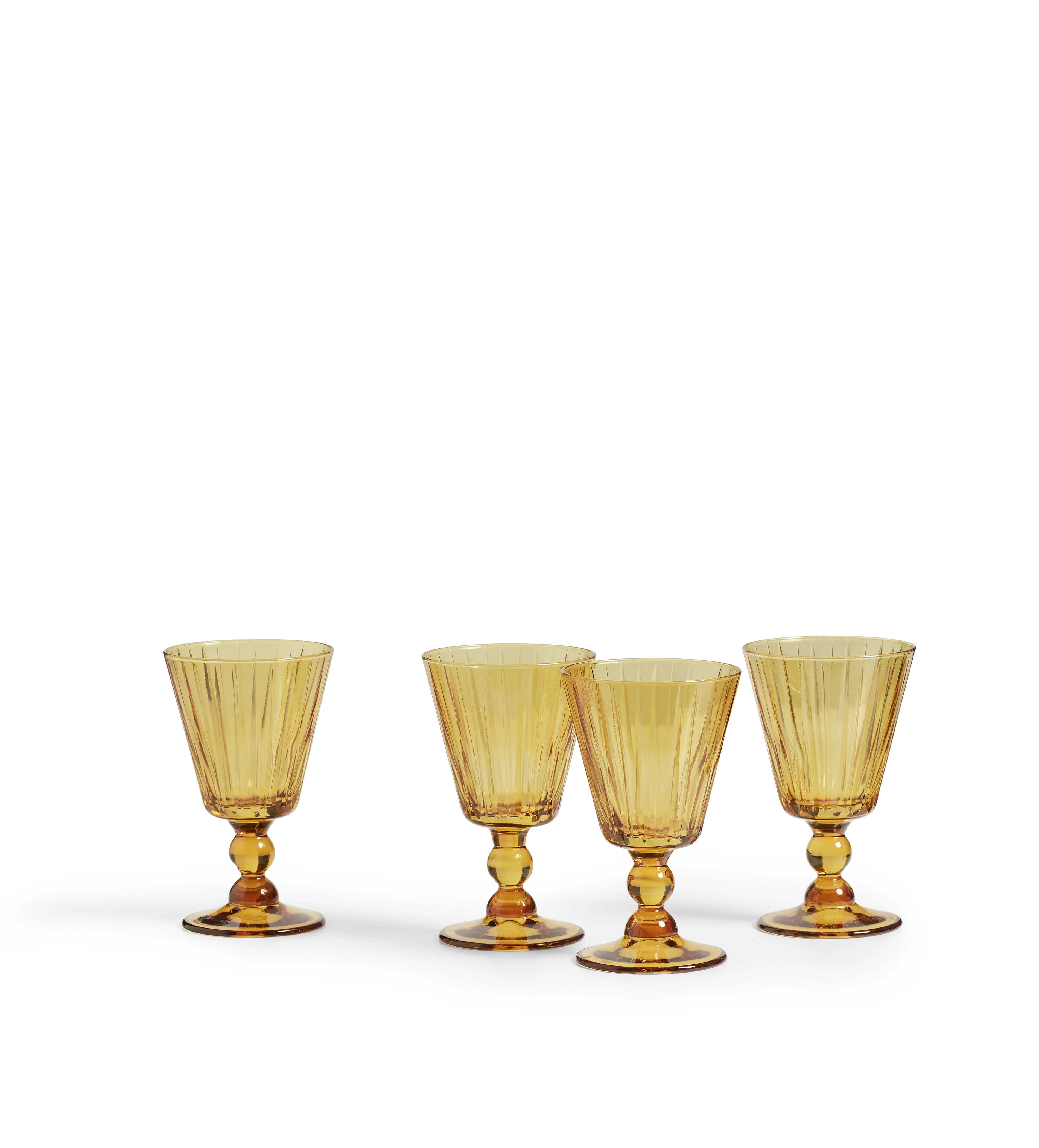 Ampelos Cut White Wine Glasses – Set of Four – Amber