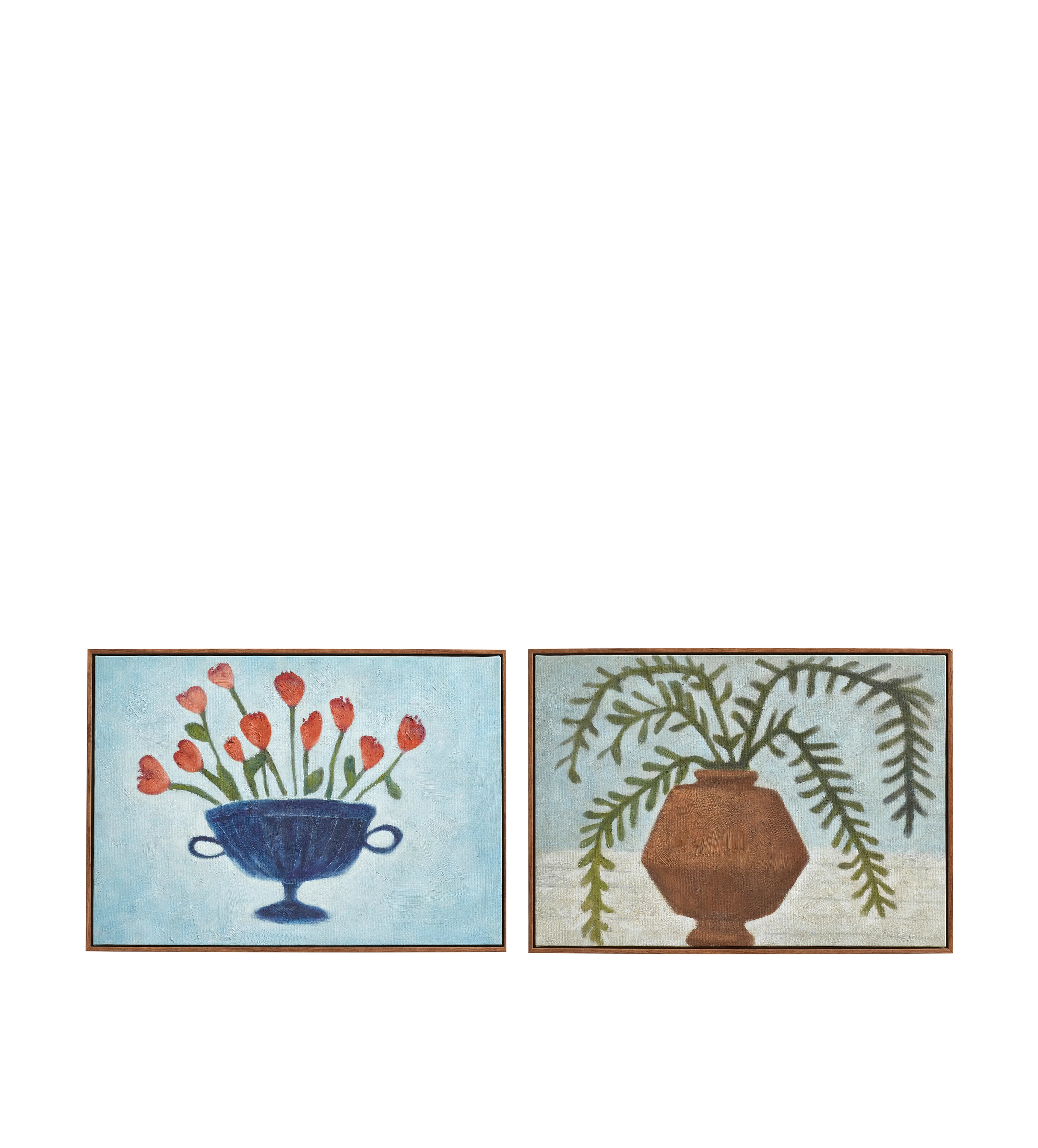 Potted Hand-Painted Wall Art Pair – Multi