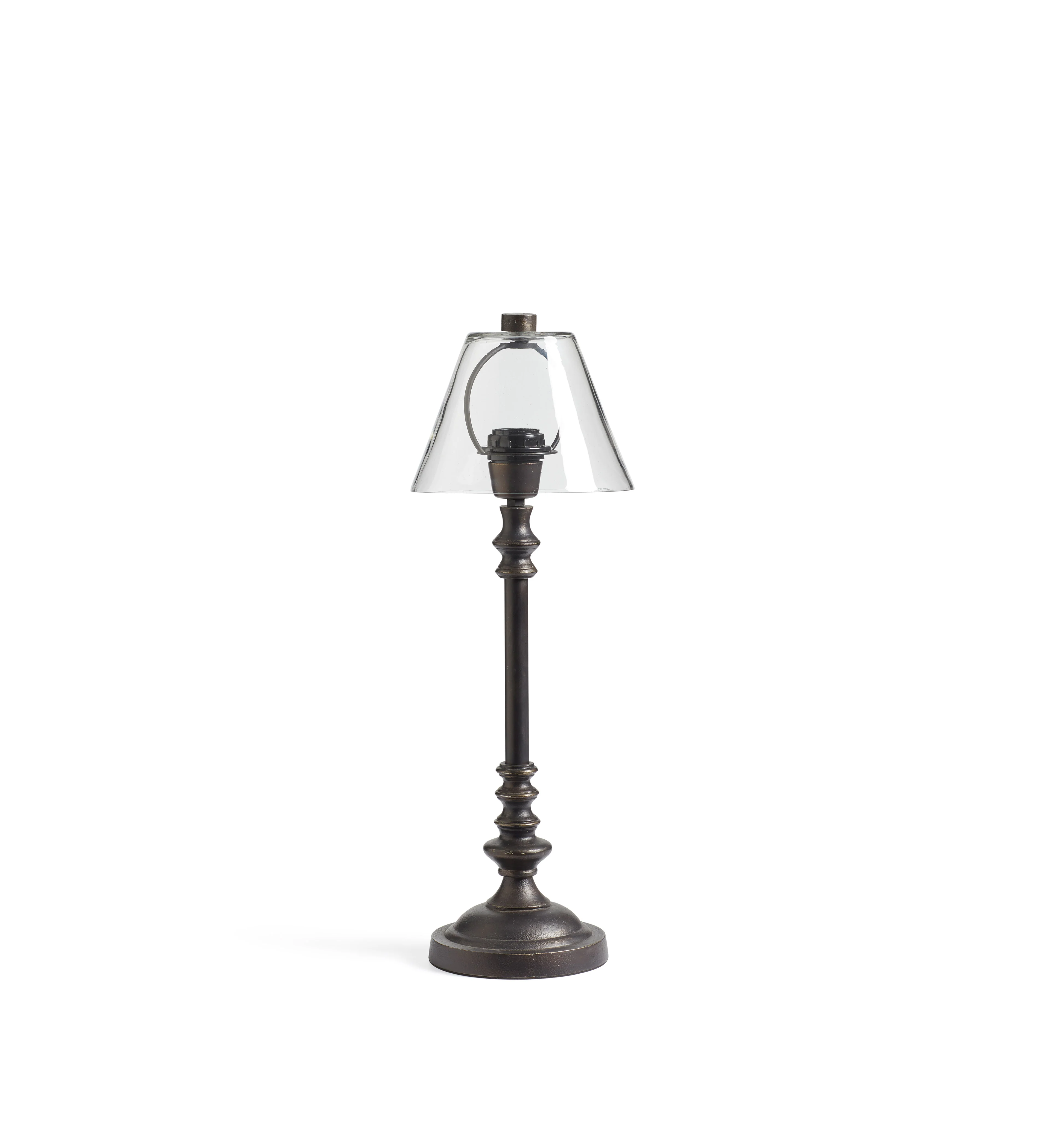 Barton Table Lamp and Glass Shade – Black/Antique Gold