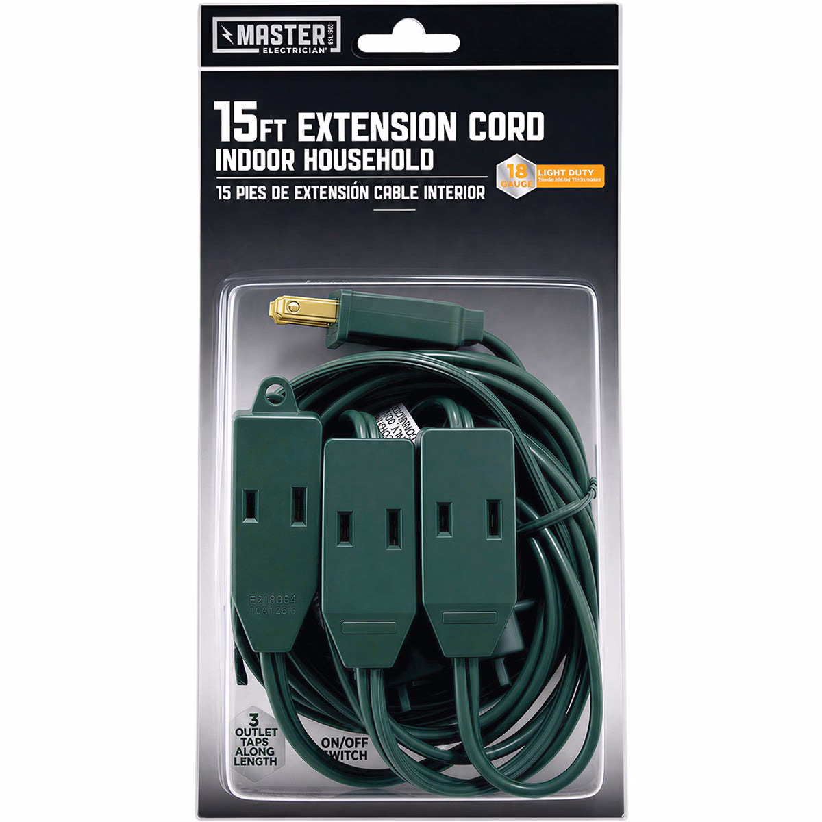 Master Electrician 15 Ft. 18/2 Christmas Tree Extension Cord