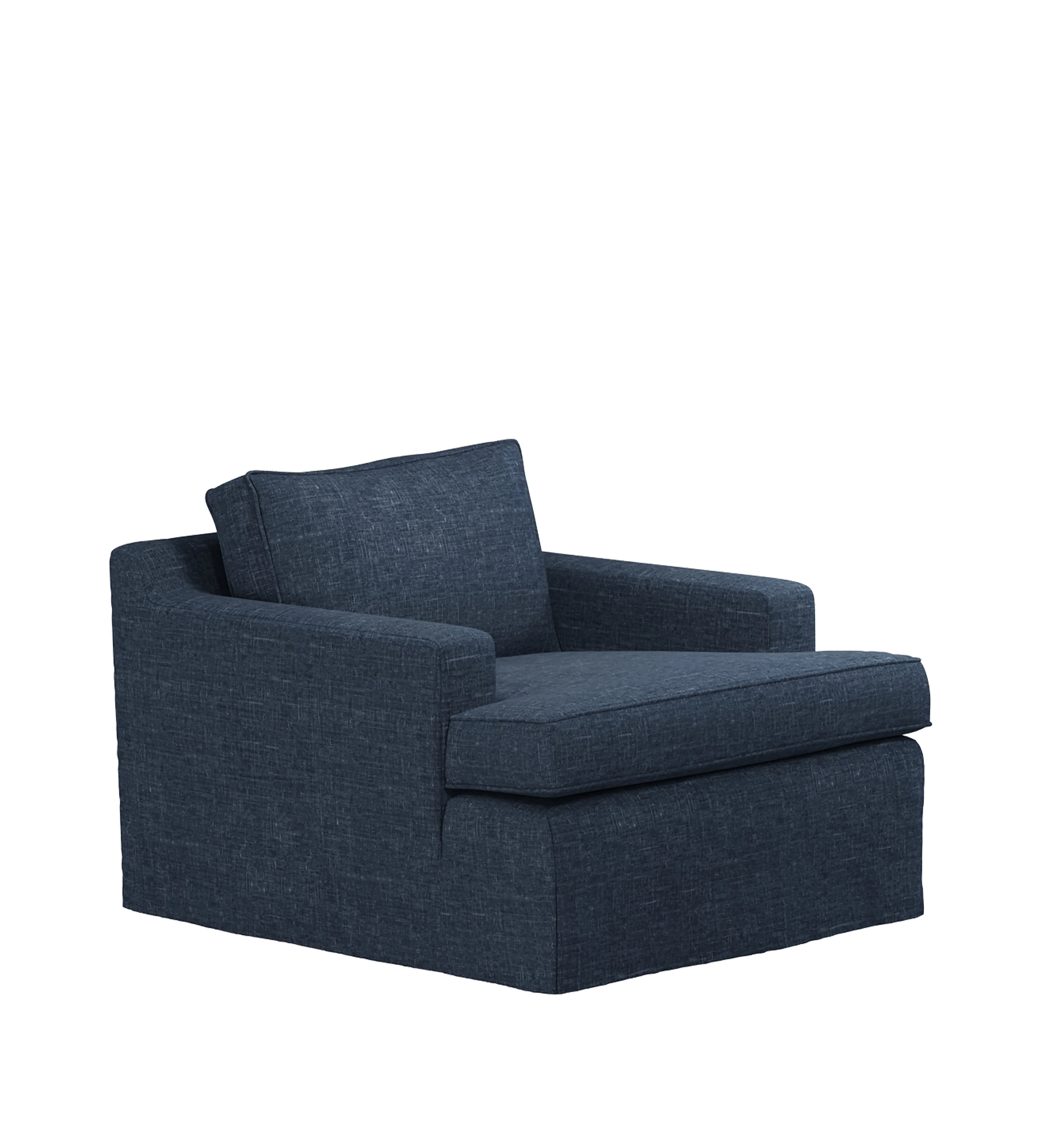 COVER ONLY – Beale Laundered Linen Loose Cover for Armchair – Midnight Blue