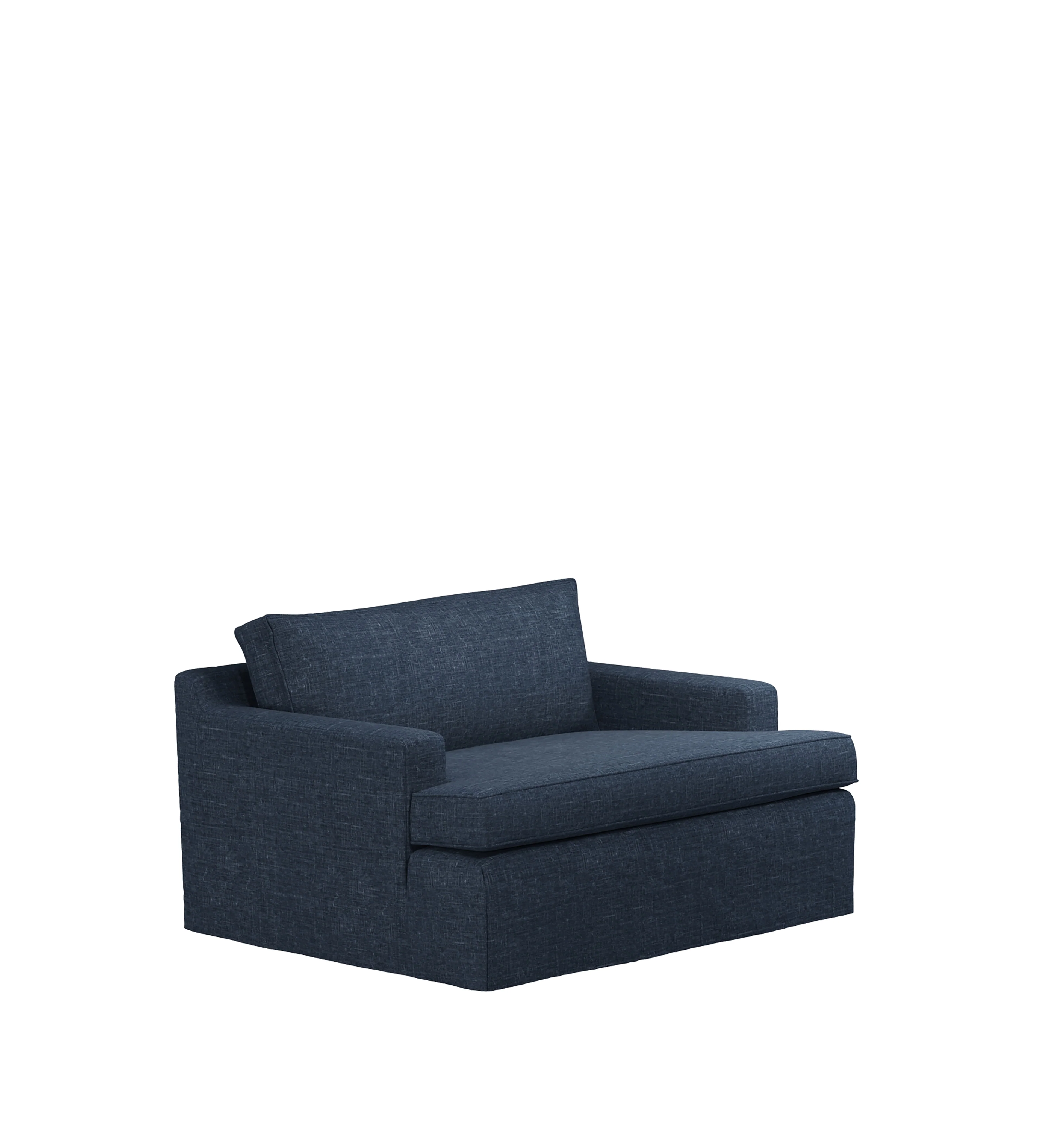 COVER ONLY – Beale Laundered Linen Loose Cover for Loveseat – Midnight Blue