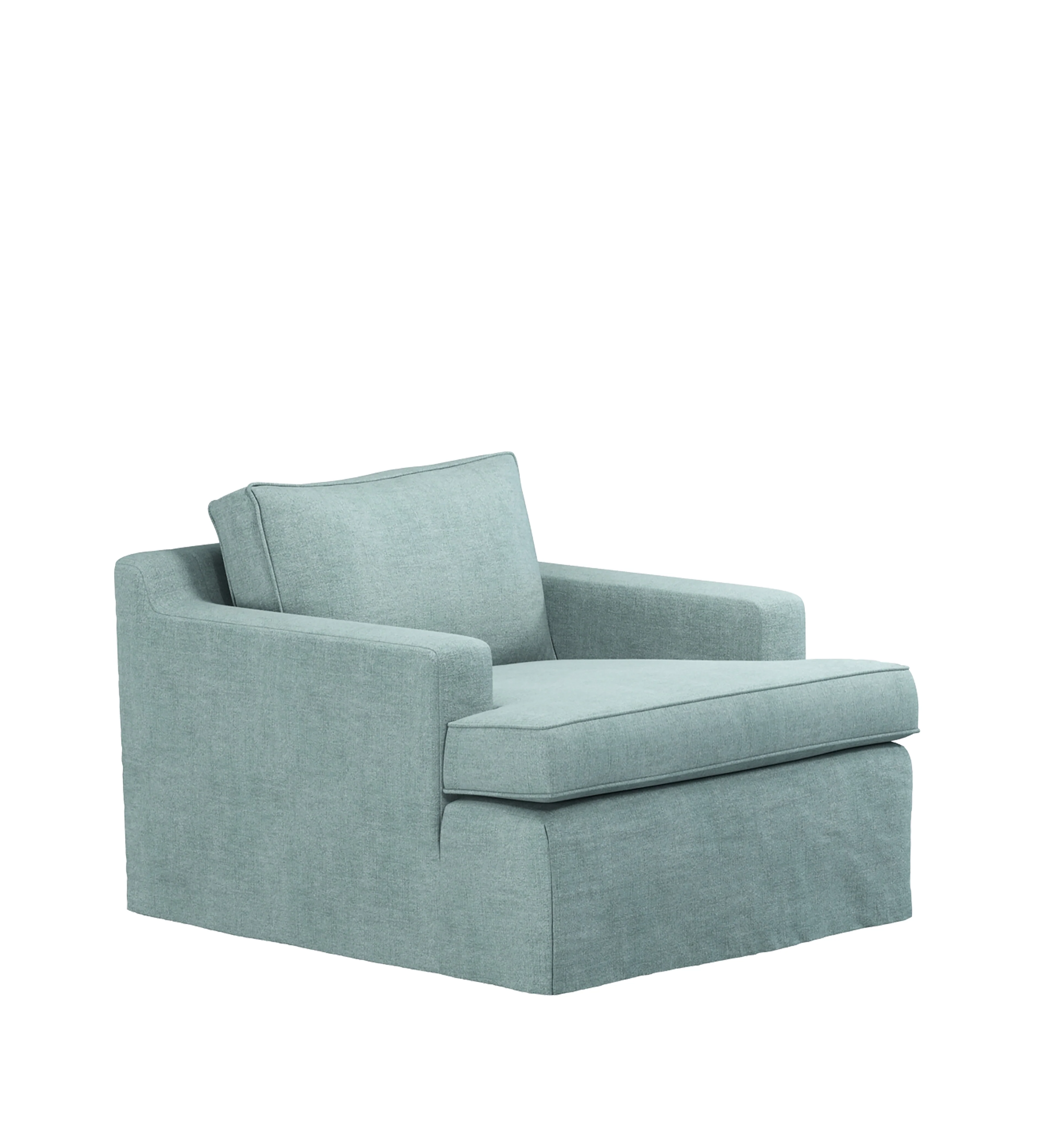 COVER ONLY – Beale Stonewash Linen Loose Cover for Armchair – Aqua