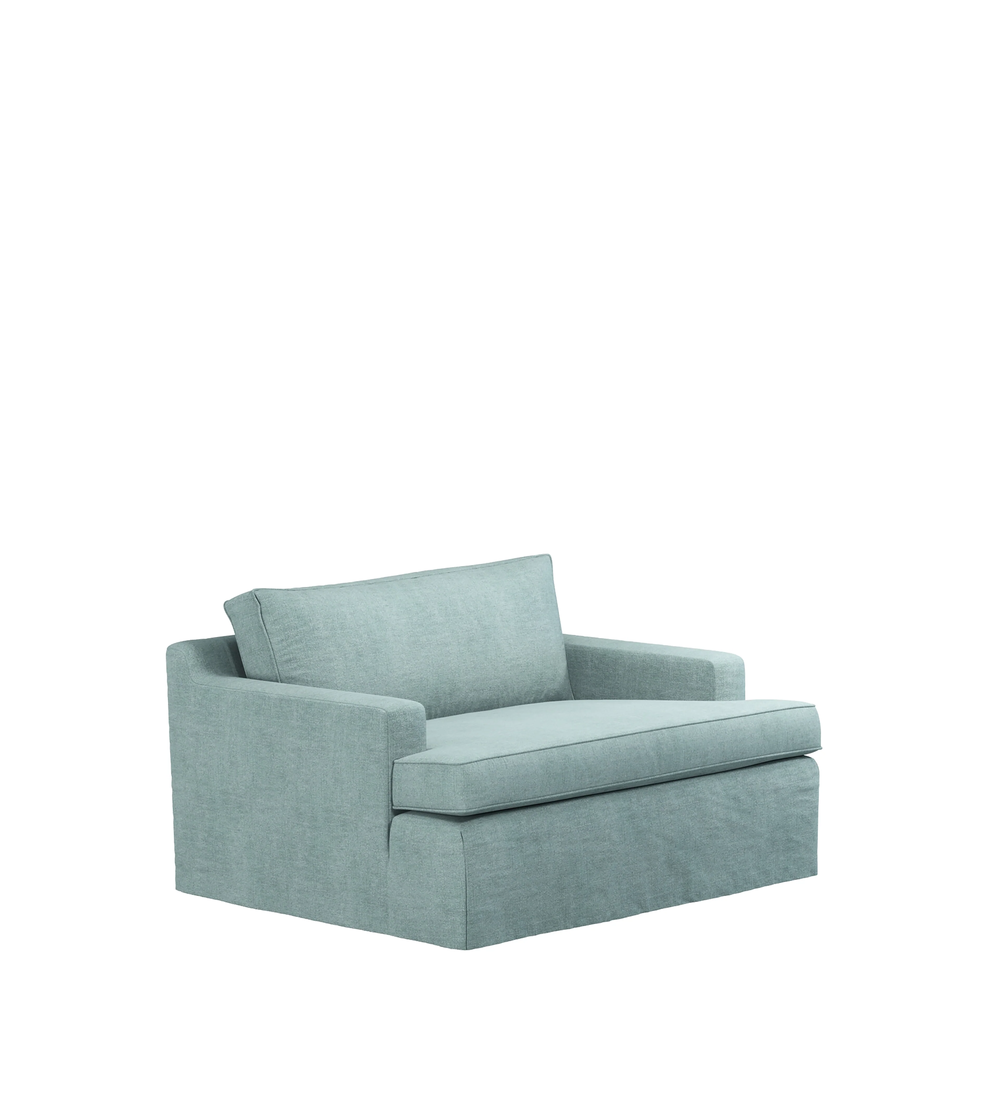 COVER ONLY – Beale Stonewash Linen Loose Cover for Loveseat – Aqua