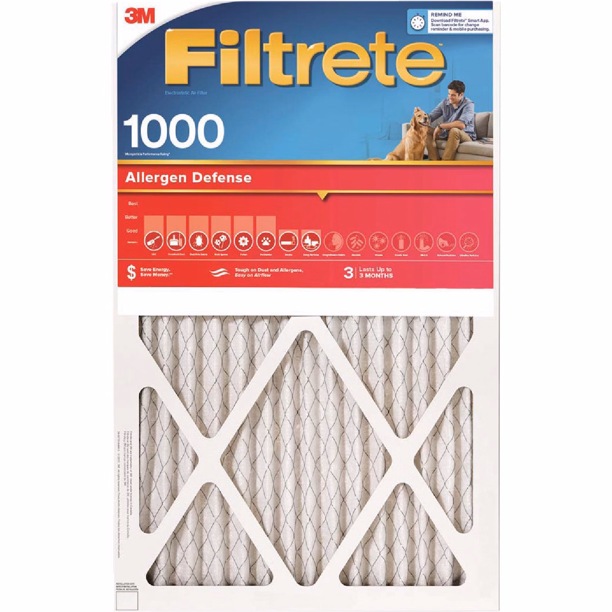 Filtrete 16 In. x 25 In. x 1 In. 1000/1085 MPR Allergen Defense Furnace Filter, MERV 11