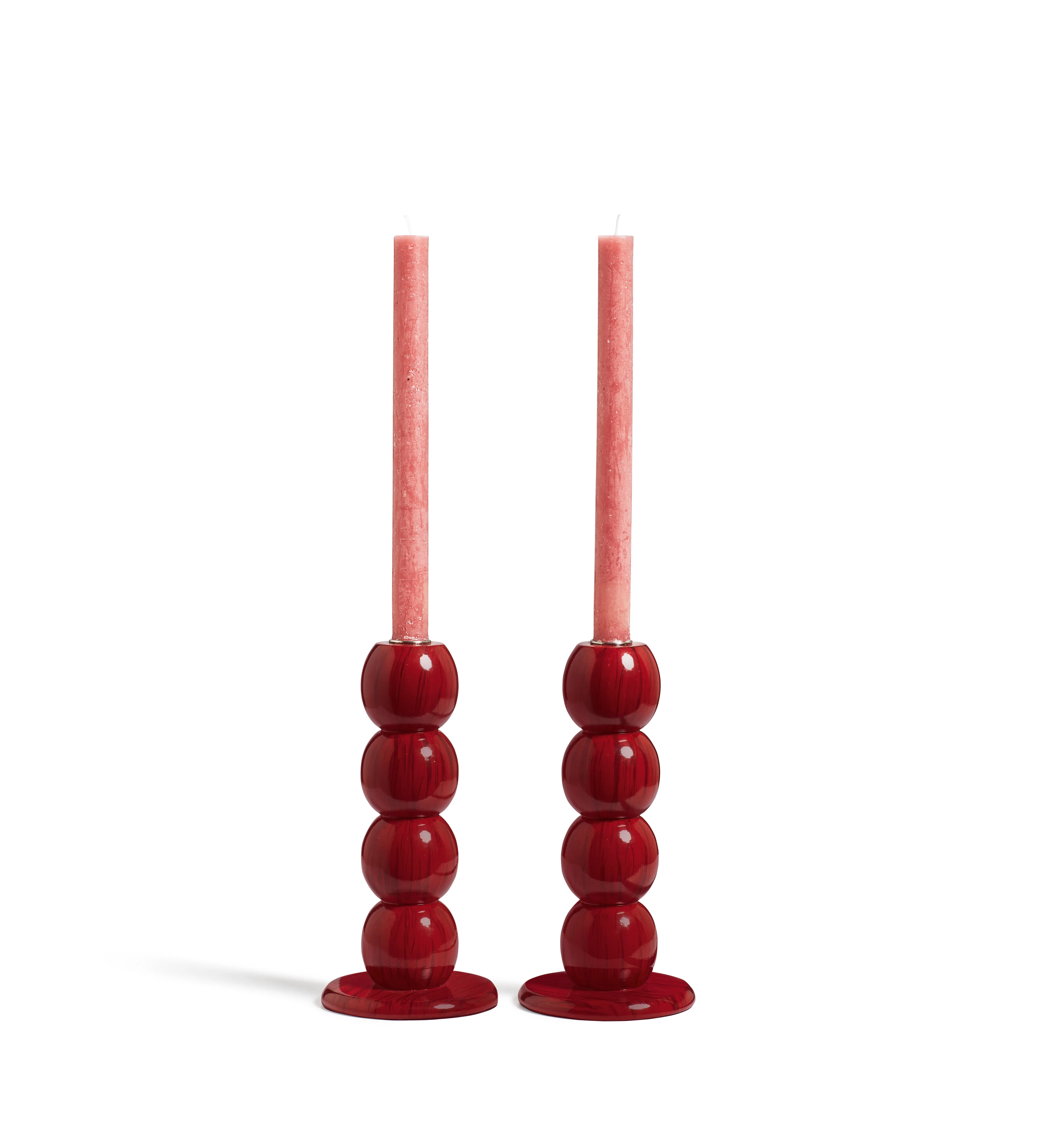 Bobina Bobble Candle Holders Pair – Chinese Red