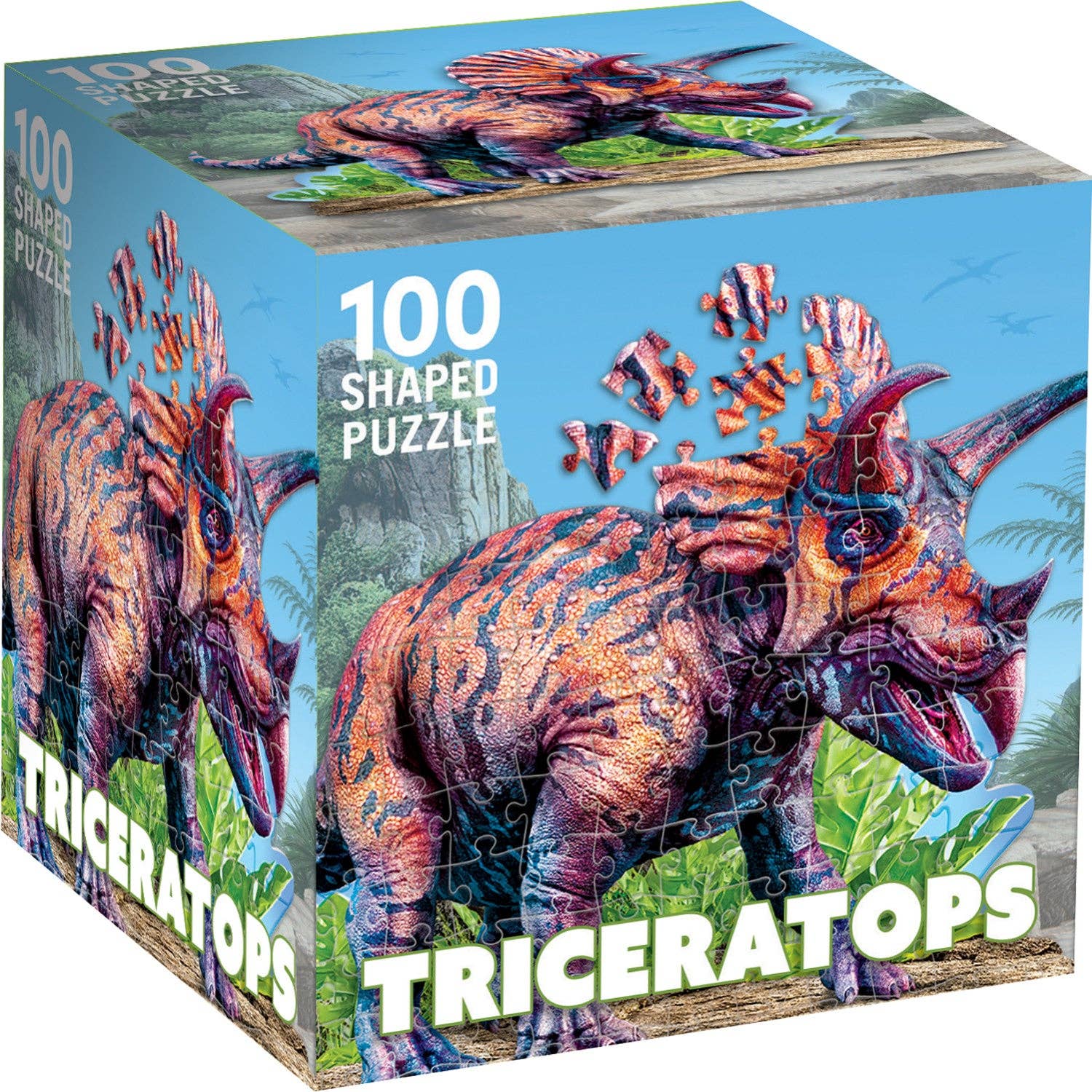 Masterpieces Puzzles – Triceratops 100 Piece Shaped Jigsaw Puzzle