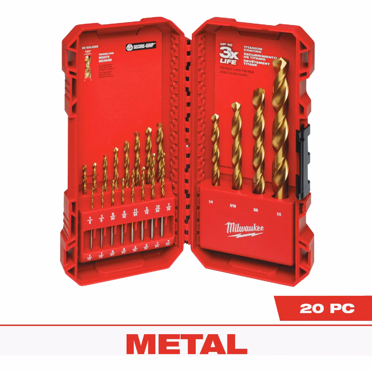 Milwaukee THUNDERBOLT 20-Piece Titanium Drill Bit Set, 1/16 In. thru 1/2 In.
