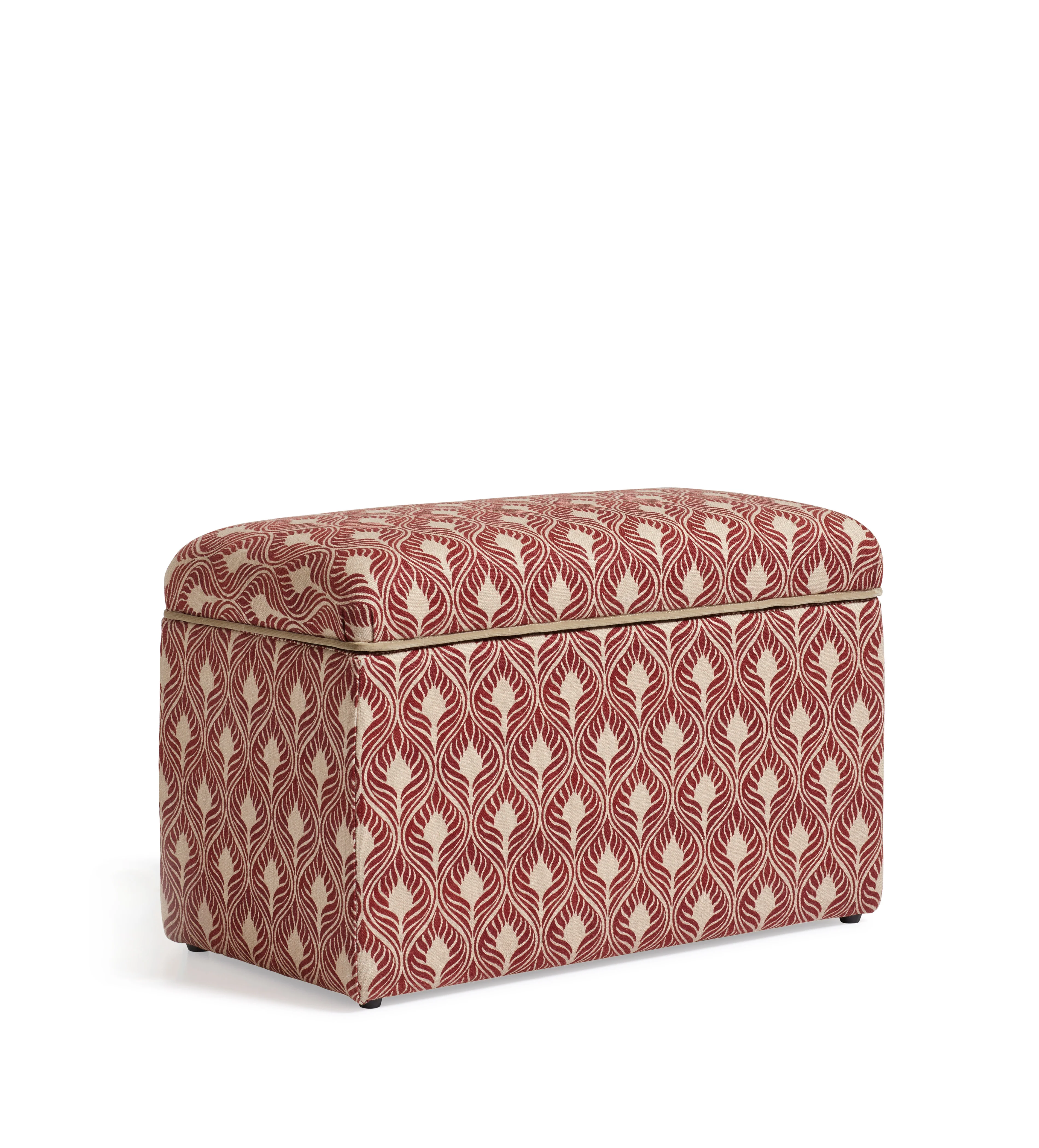 Carena Ghini Feathers Linen Upholstered Trunk – Red Garnet