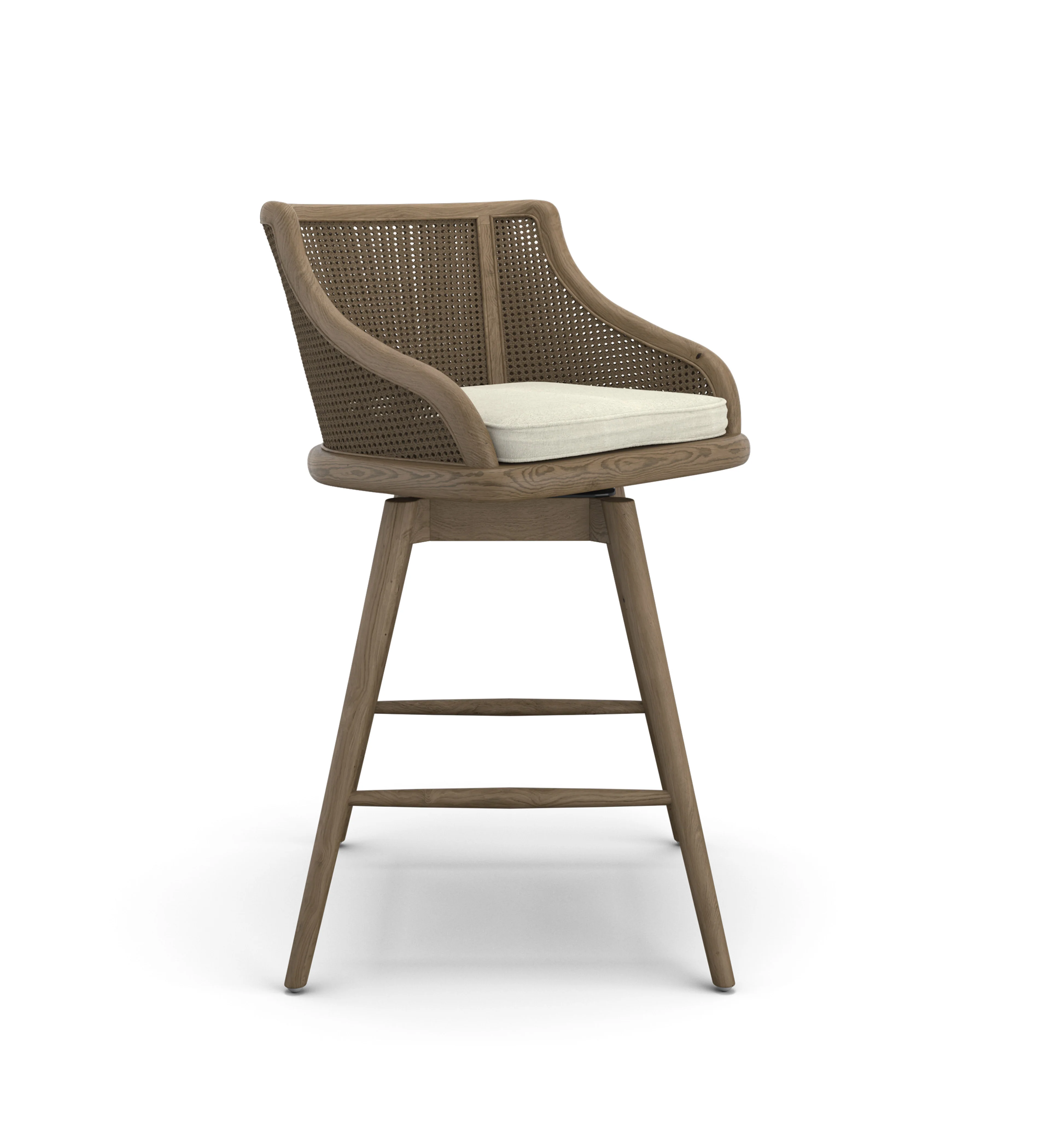 Carlos Cane Swivel Bar Stool – Weathered Oak/Natural