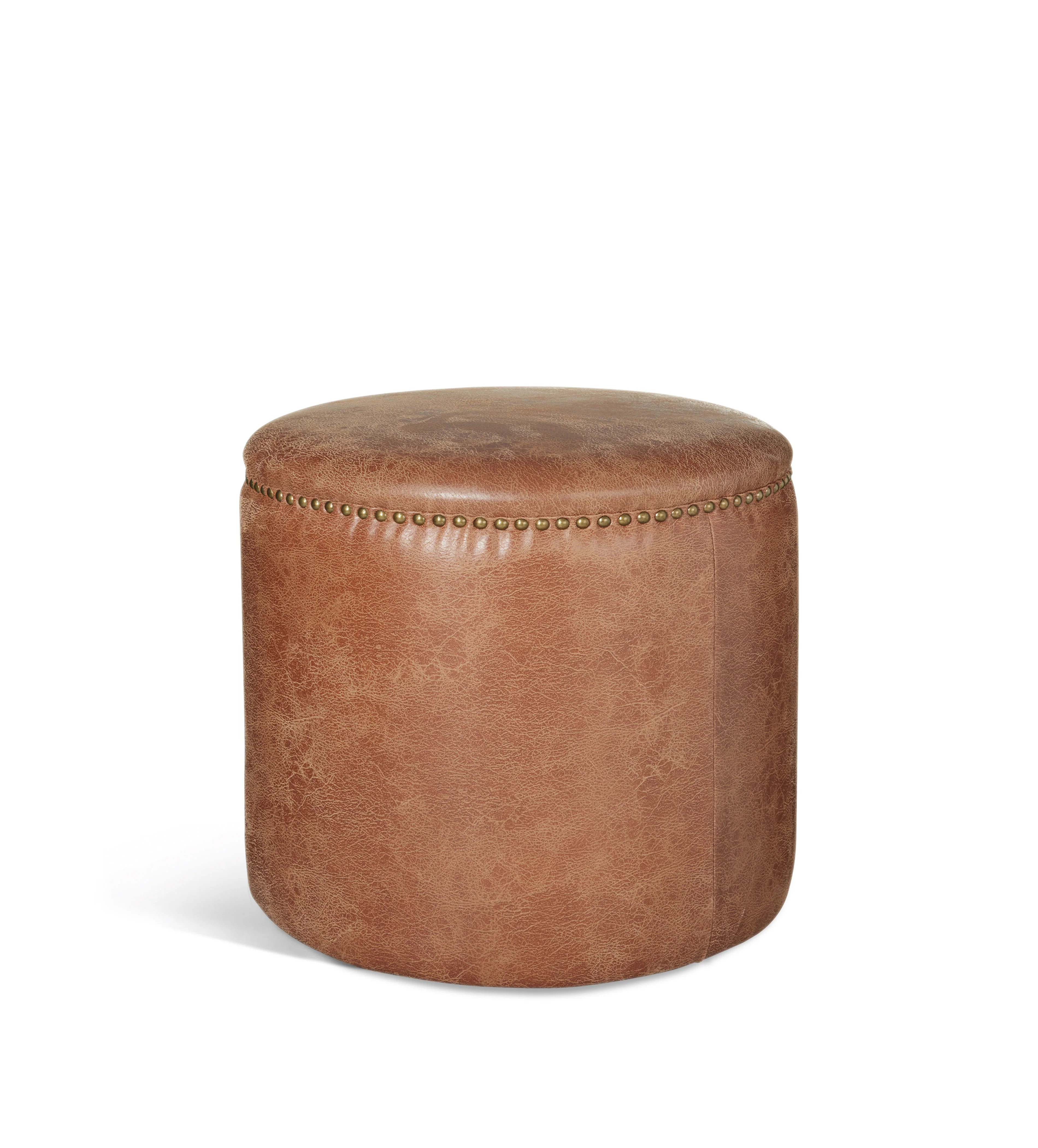 Costellini Leather Ottoman – Aged Tobacco