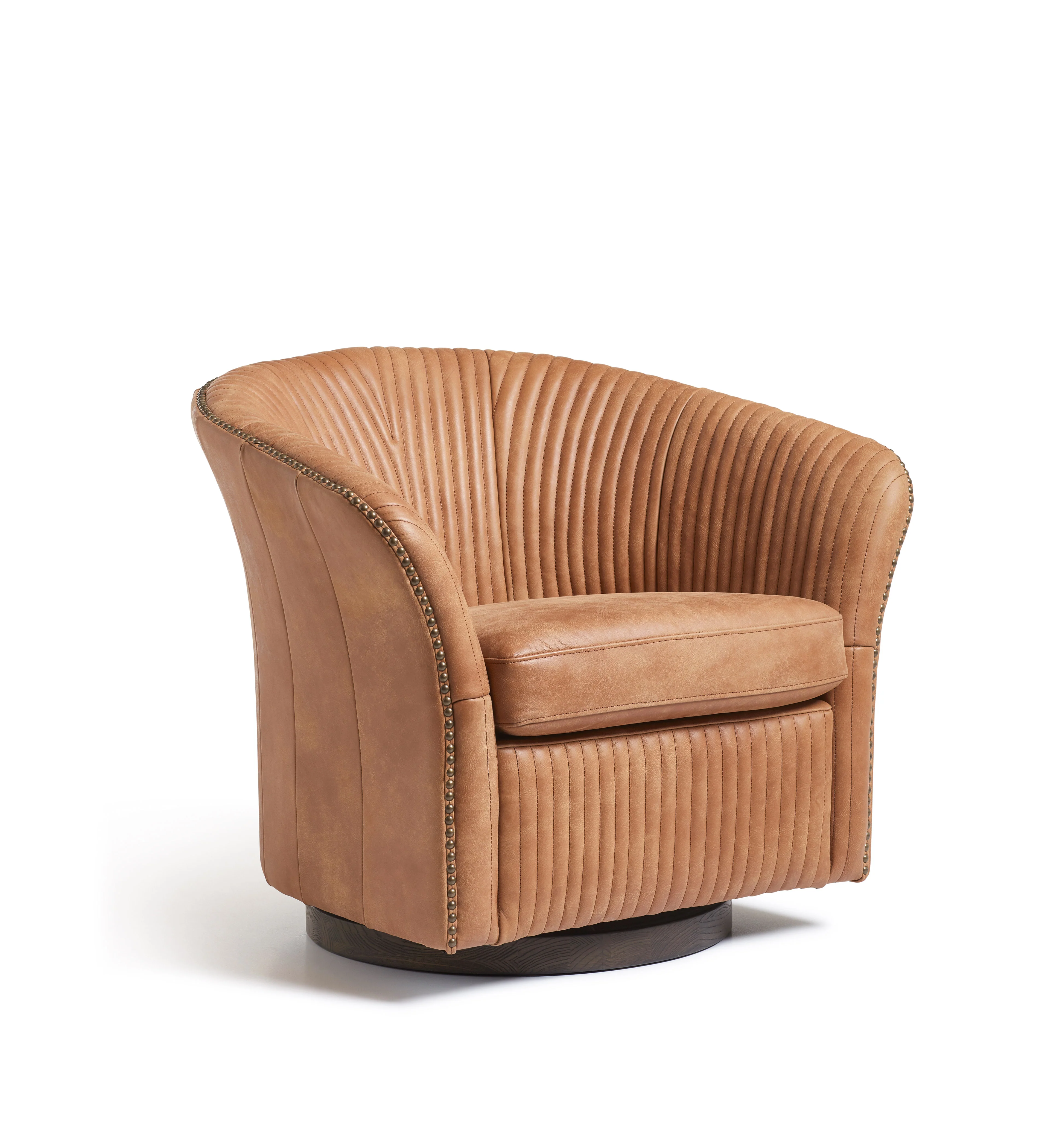 Crosby Leather Swivel Armchair – Hazelnut Brown
