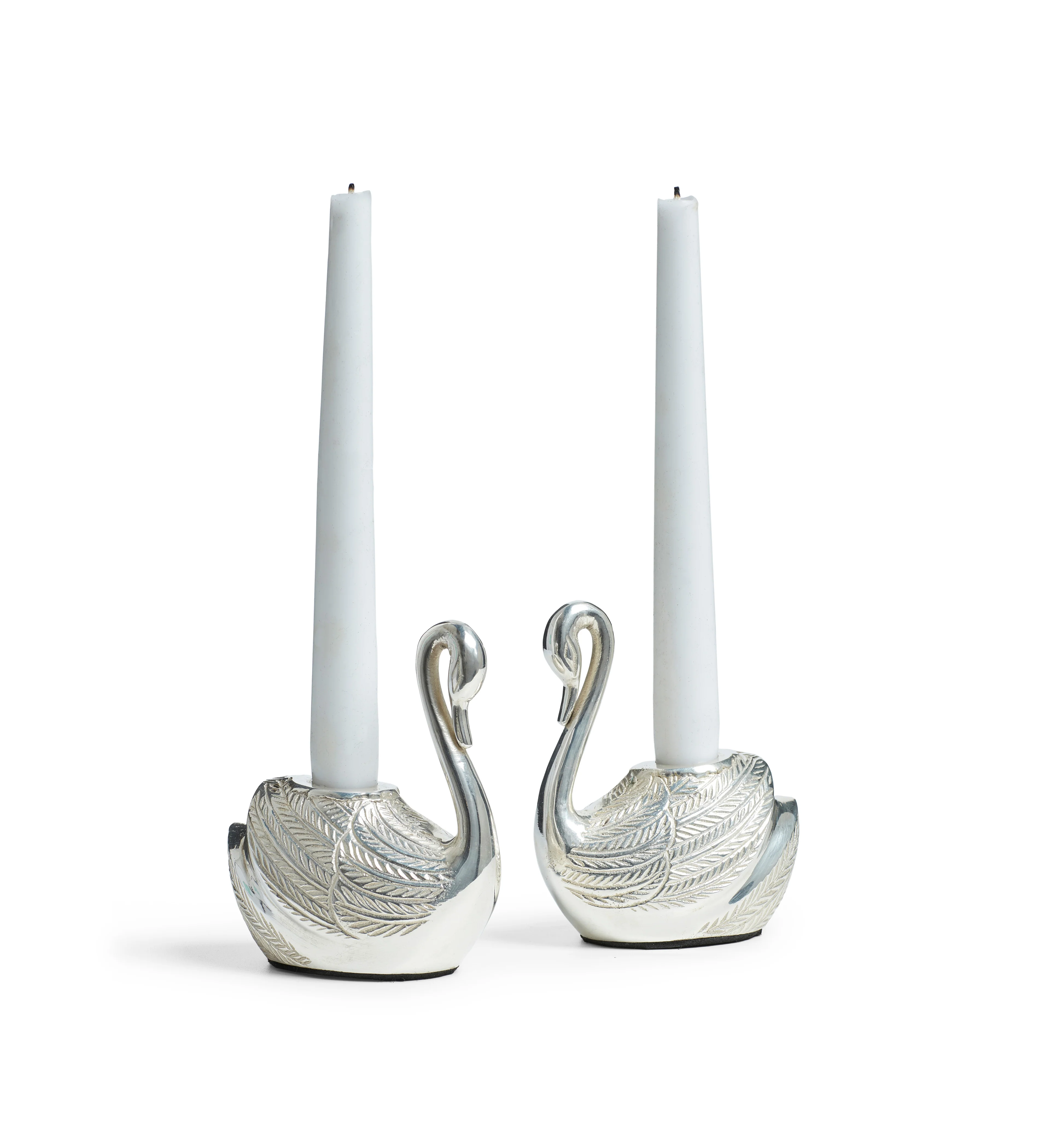 Cygne Candle Holders Pair – Silver
