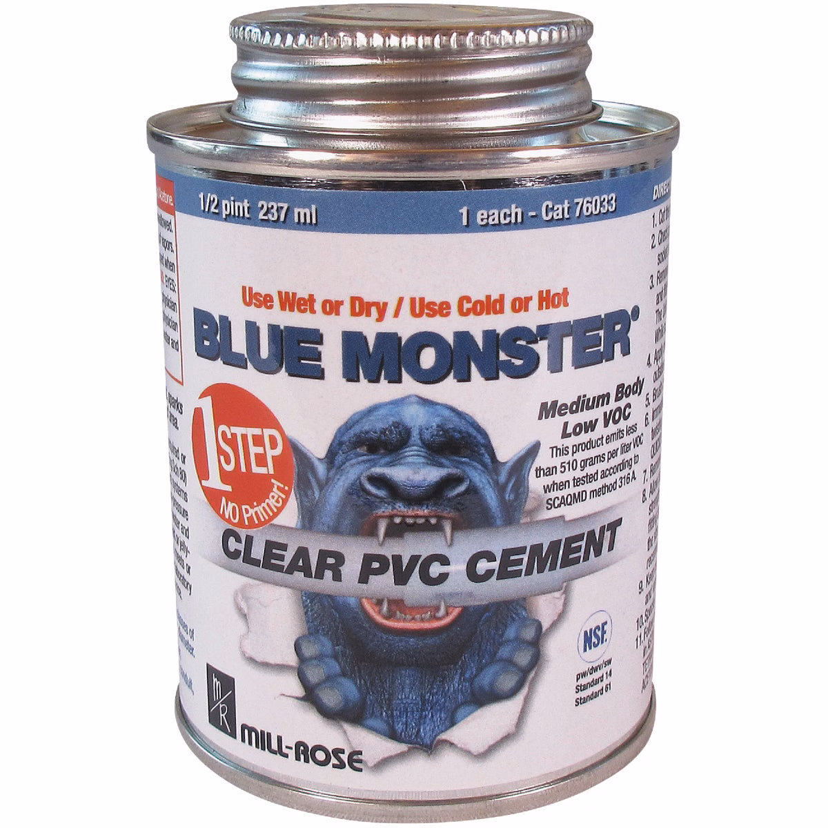 BLUE MONSTER 8 Oz. Weatherproof 1-Step Clear PVC Cement